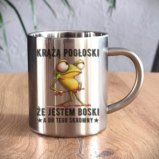 Kubek metalowy - prezent dla chłopaka - Jestem boski DCH15 - StoryCups.pl