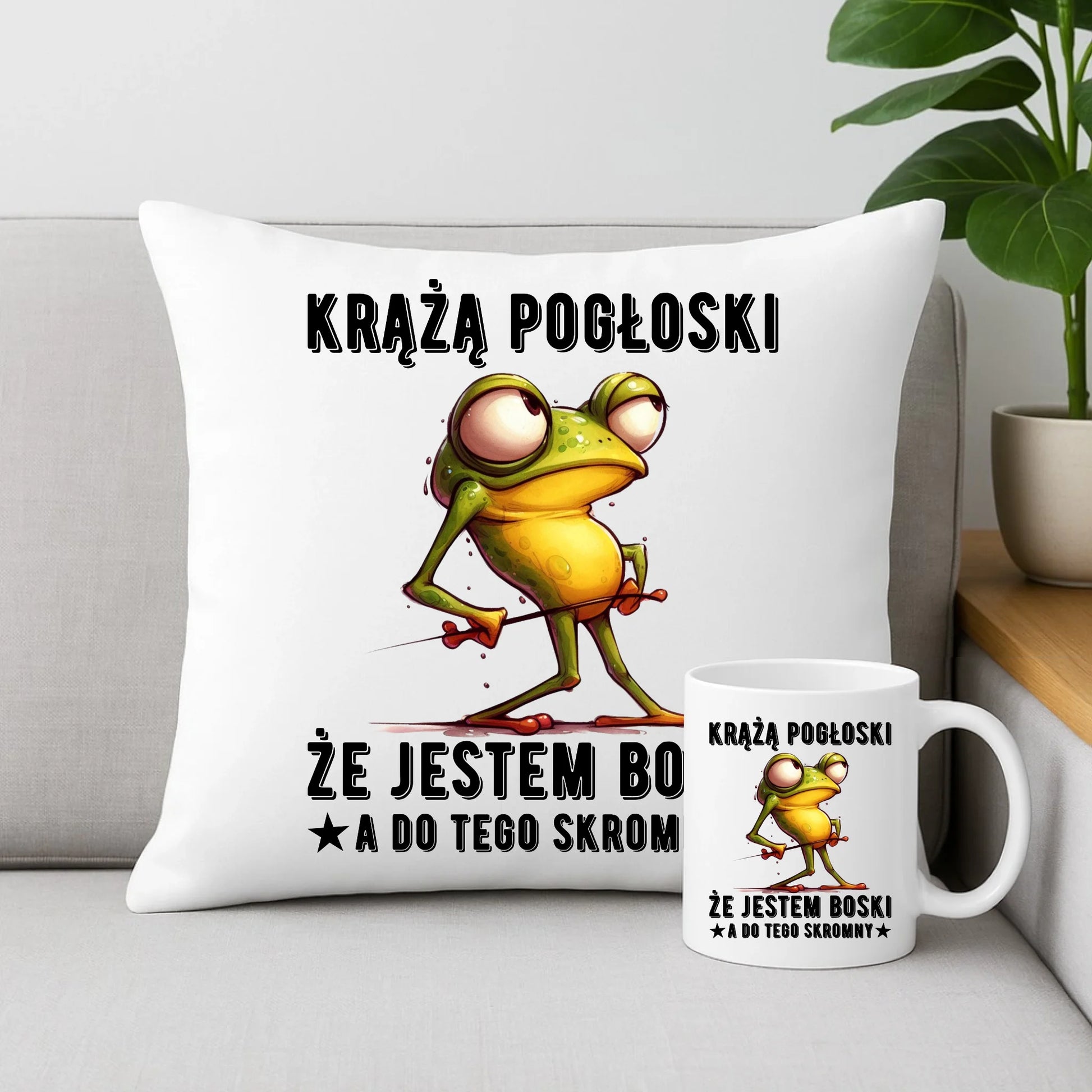 Zestaw poduszka i kubek - prezent dla chłopaka - Jestem boski DCH15 - StoryCups.pl