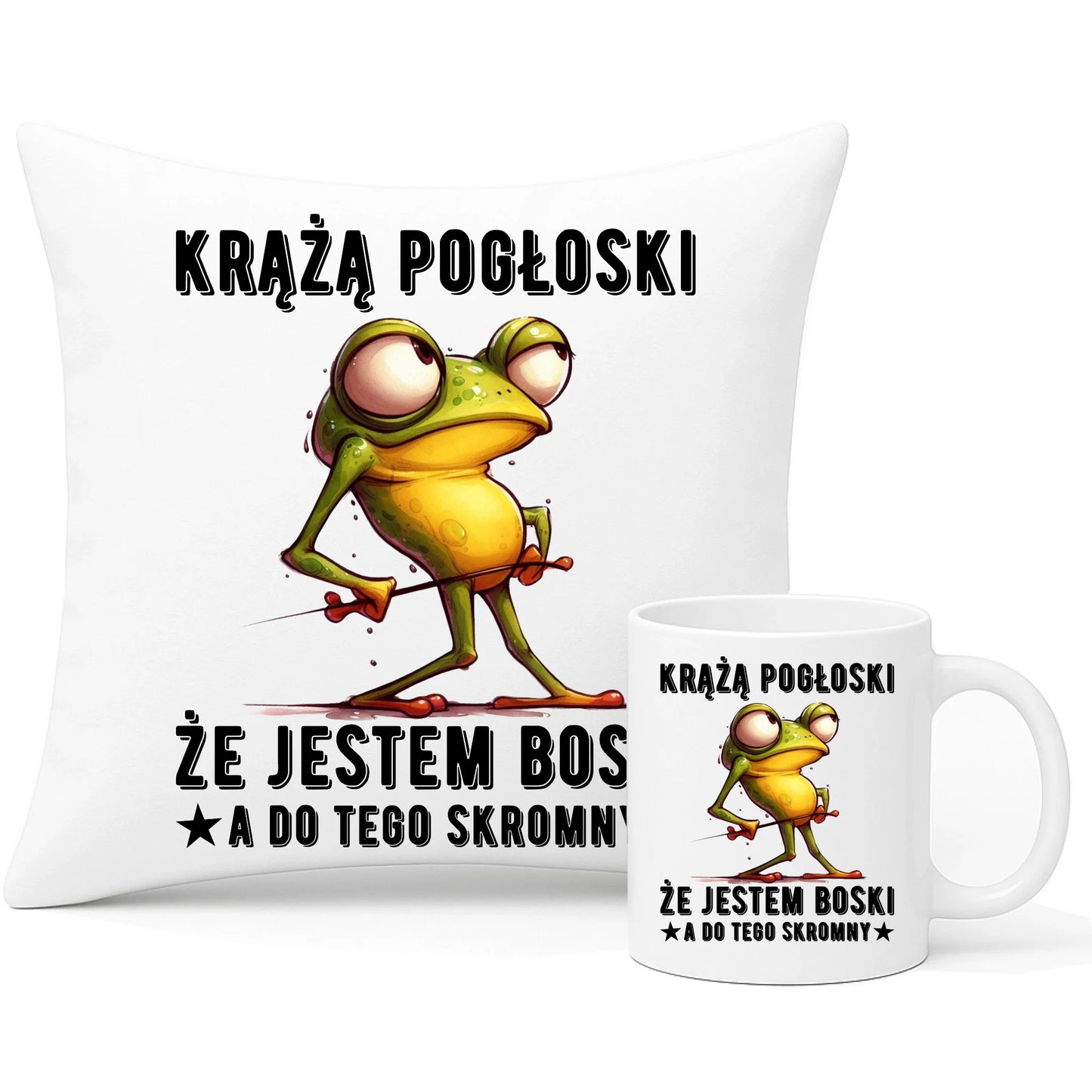 Zestaw poduszka i kubek - prezent dla chłopaka - Jestem boski DCH15 - StoryCups.pl