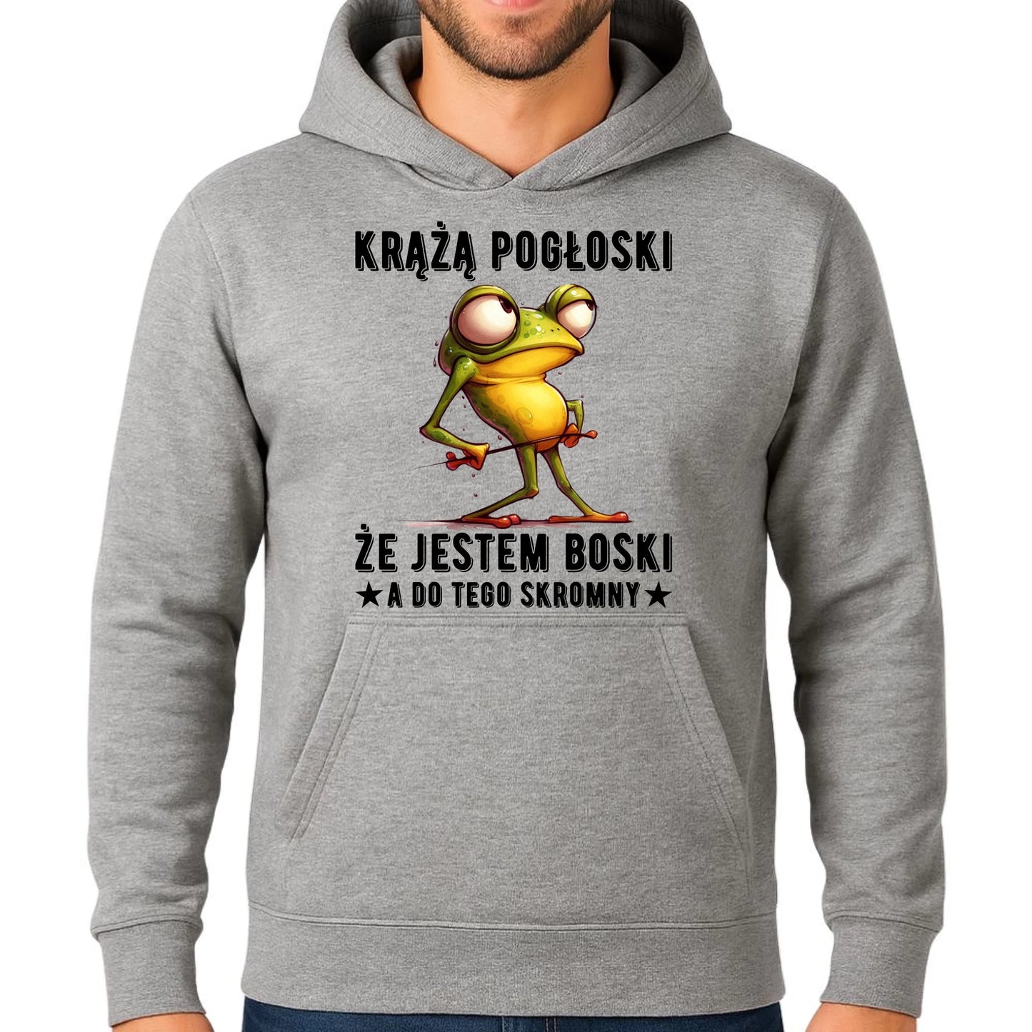 Bluza męska z kapturem - prezent dla chłopaka - Jestem boski DCH15 - StoryCups.pl