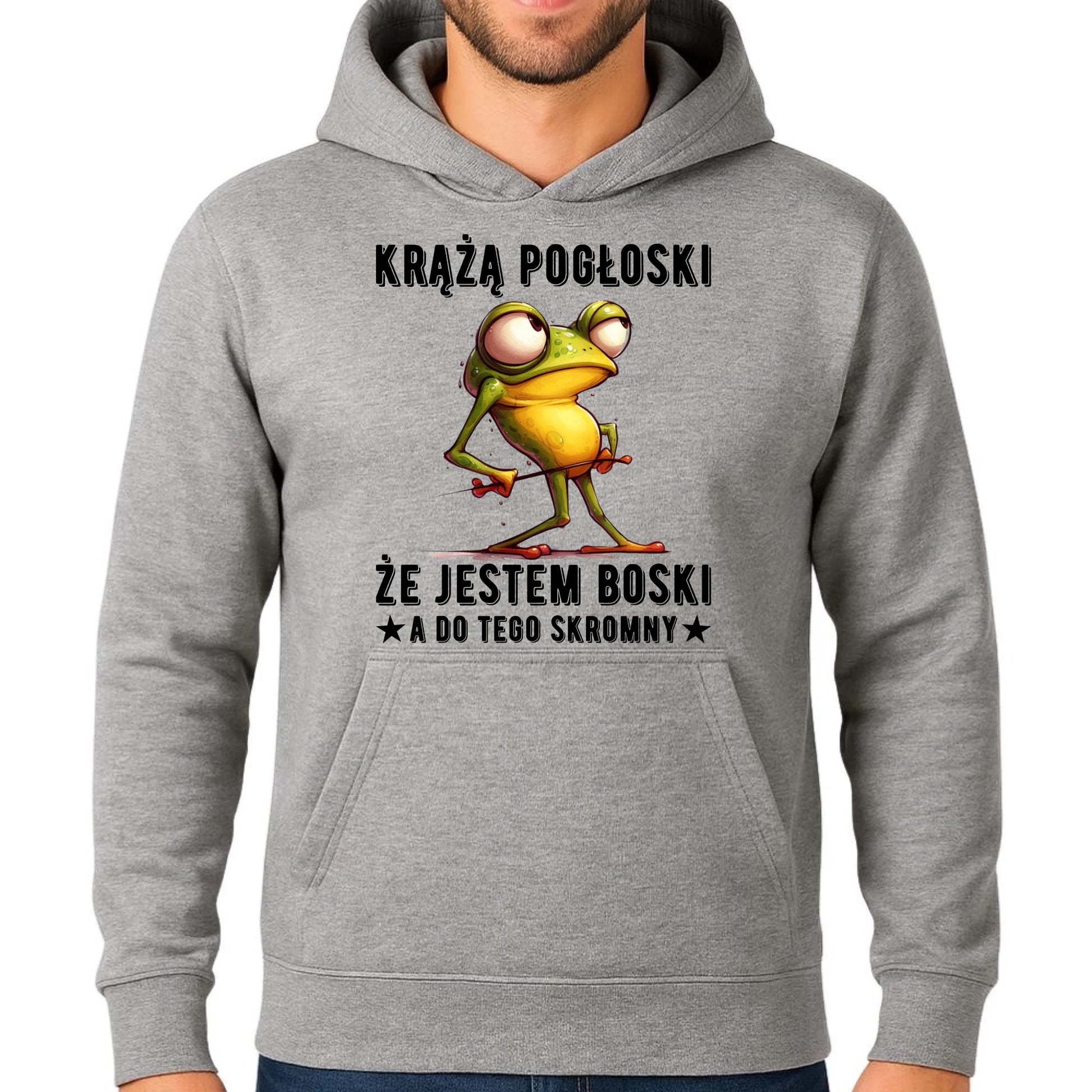 Bluza męska z kapturem - prezent dla chłopaka - Jestem boski DCH15 - StoryCups.pl