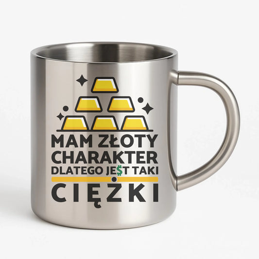 Kubek metalowy - prezent dla chłopaka - Złoty charakter DCH16 - StoryCups.pl