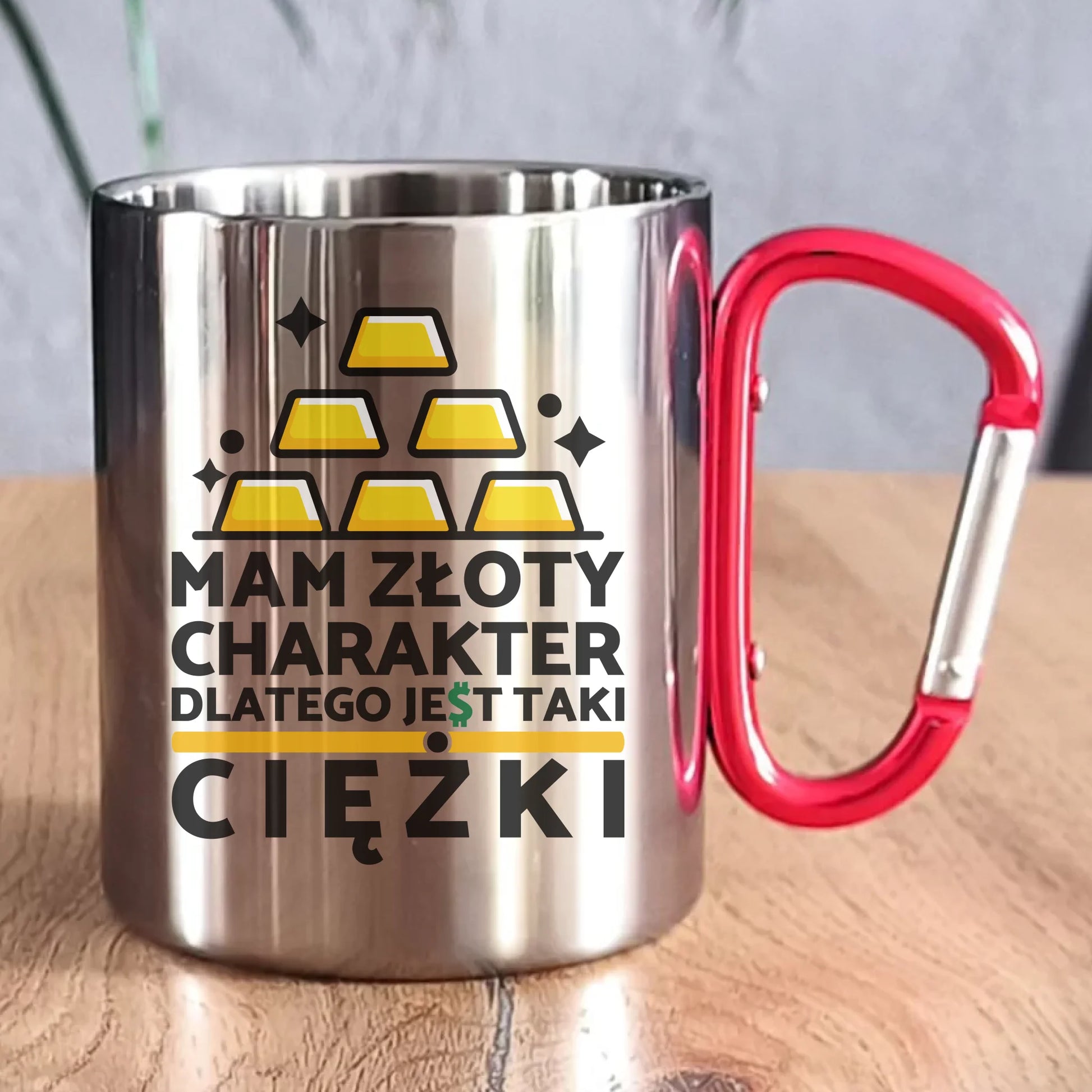 Kubek metalowy - prezent dla chłopaka - Złoty charakter DCH16 - StoryCups.pl
