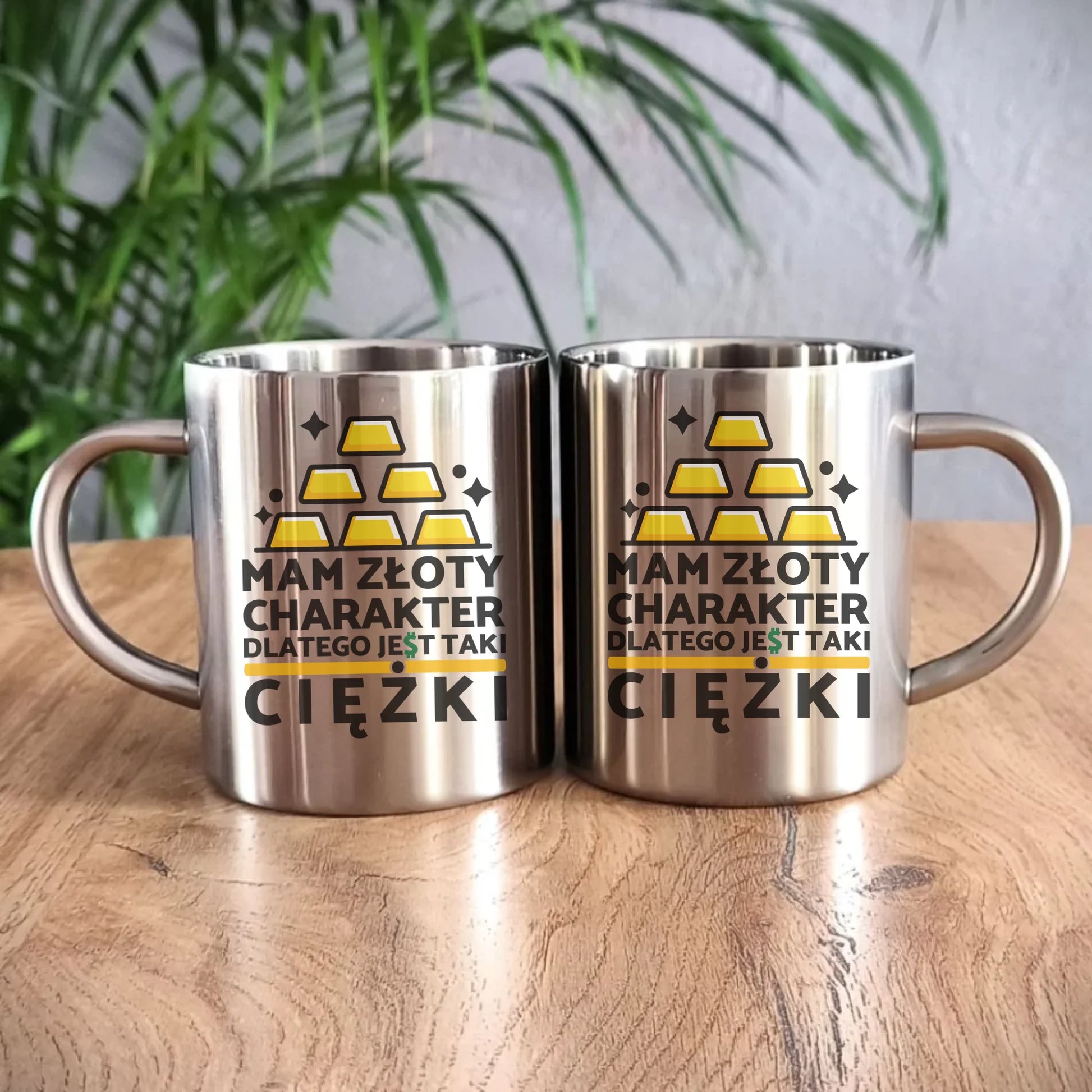 Kubek metalowy - prezent dla chłopaka - Złoty charakter DCH16 - StoryCups.pl