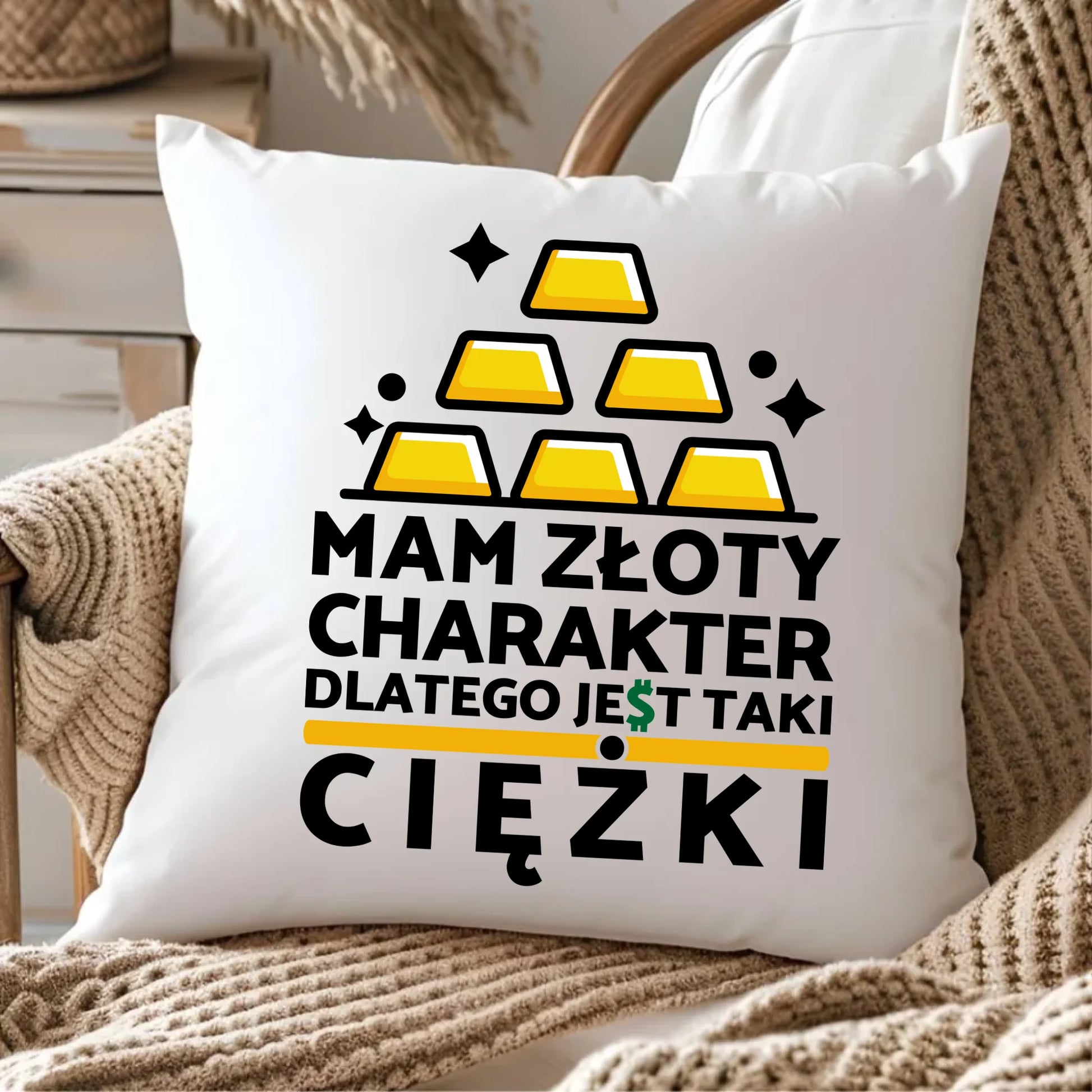 Poduszka - prezent dla chłopaka - Złoty charakter DCH16 - StoryCups.pl