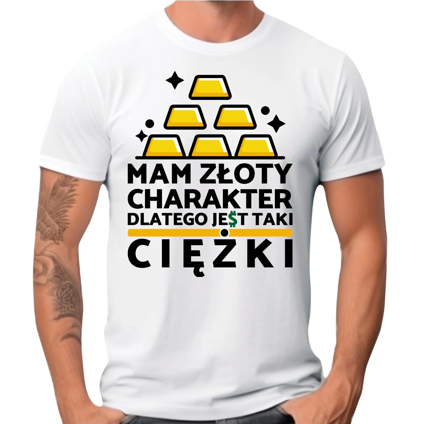 Koszulka męska - prezent dla chłopaka - Złoty charakter DCH16 - Koszulka męska / Biały / XS - StoryCups.pl