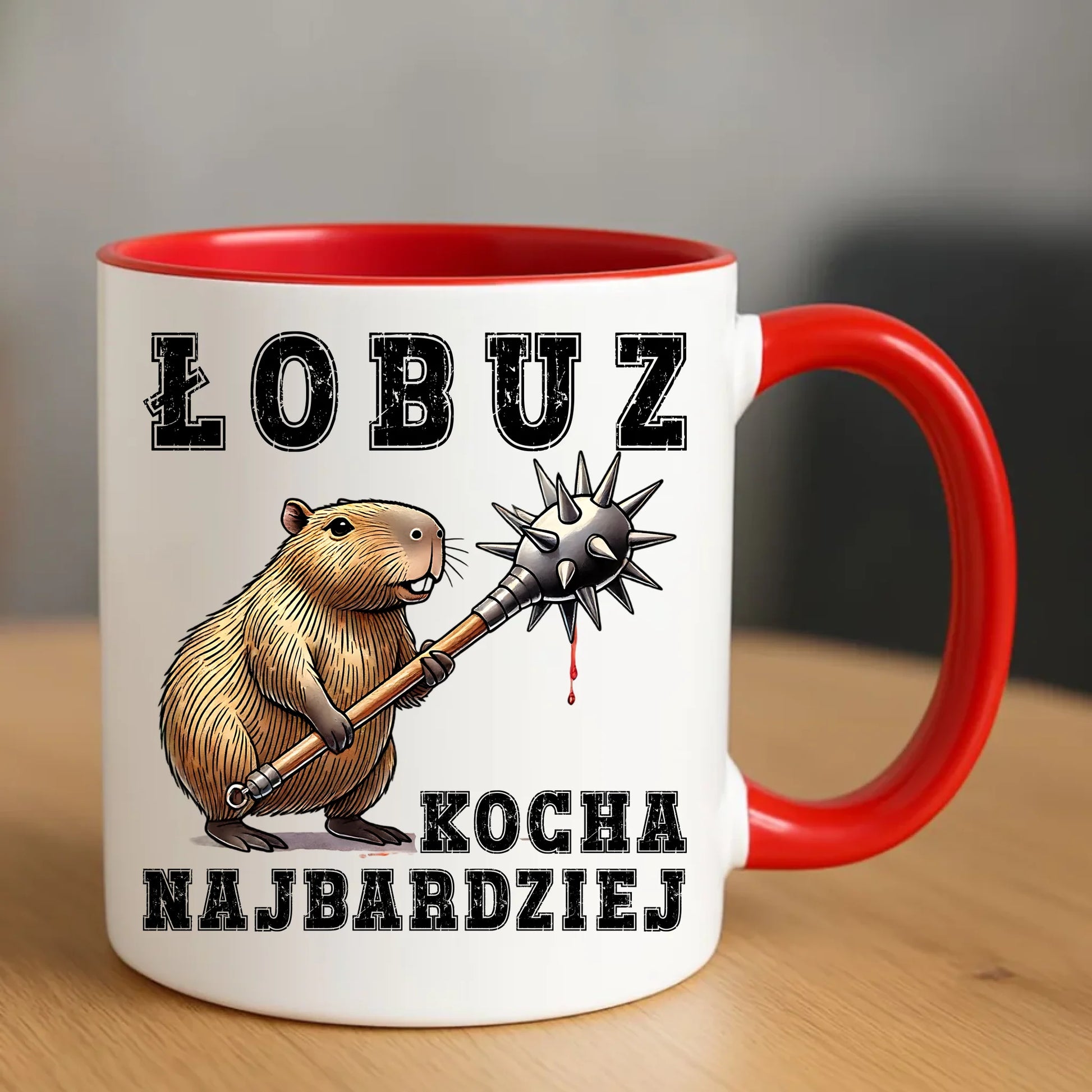 Kubek - prezent dla chłopaka - Łobuz kapibara z maczugą DCH17 - StoryCups.pl
