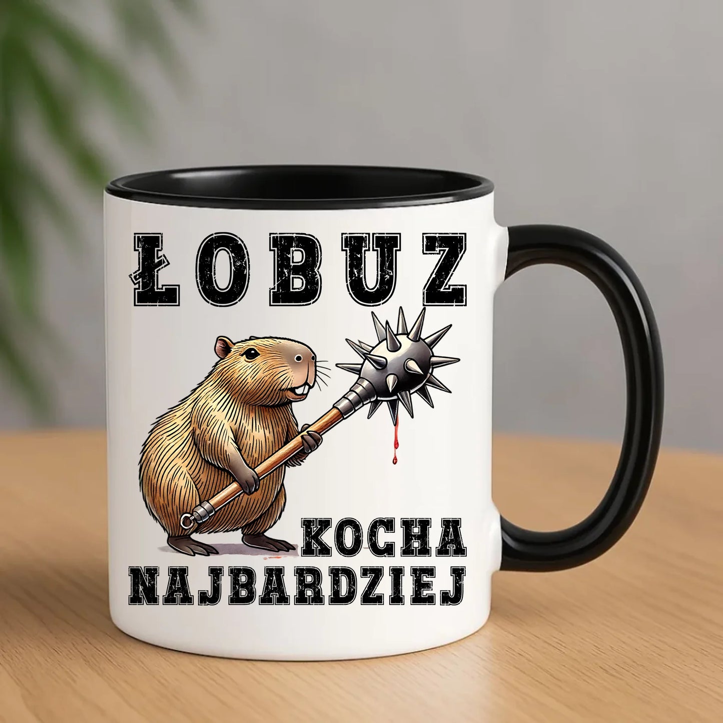 Kubek - prezent dla chłopaka - Łobuz kapibara z maczugą DCH17 - StoryCups.pl