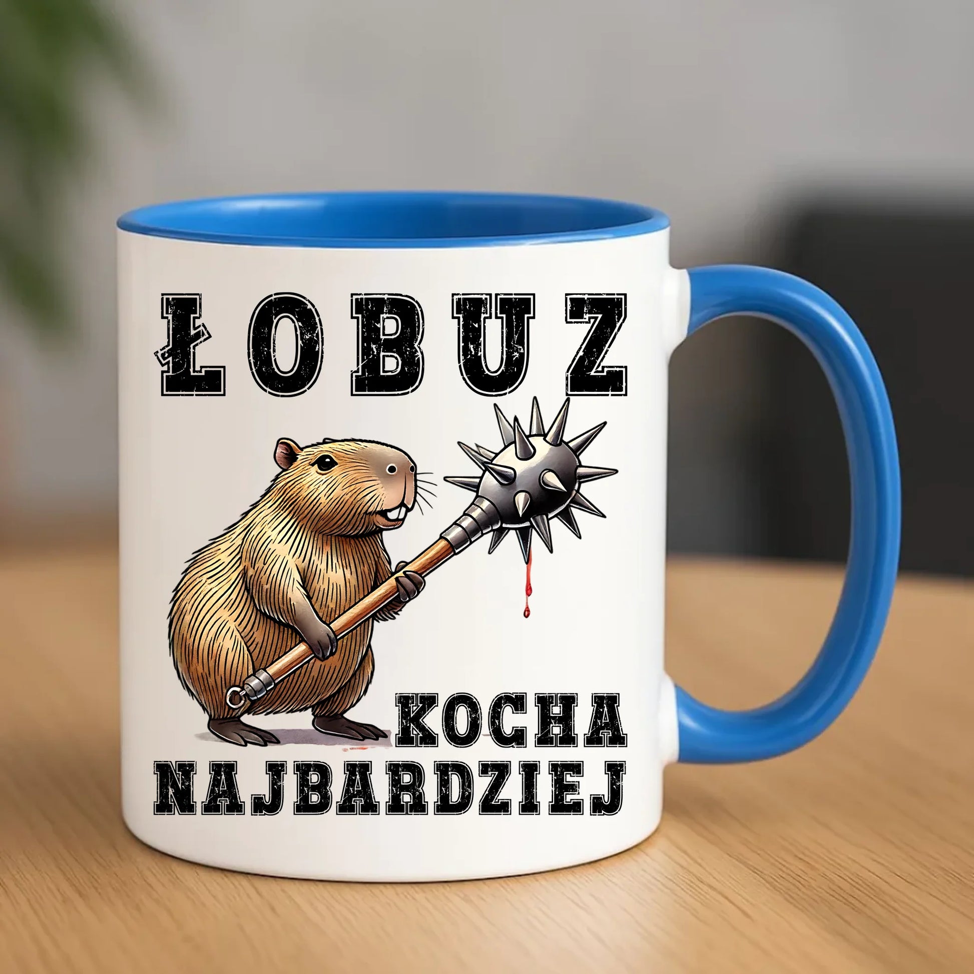 Kubek - prezent dla chłopaka - Łobuz kapibara z maczugą DCH17 - StoryCups.pl