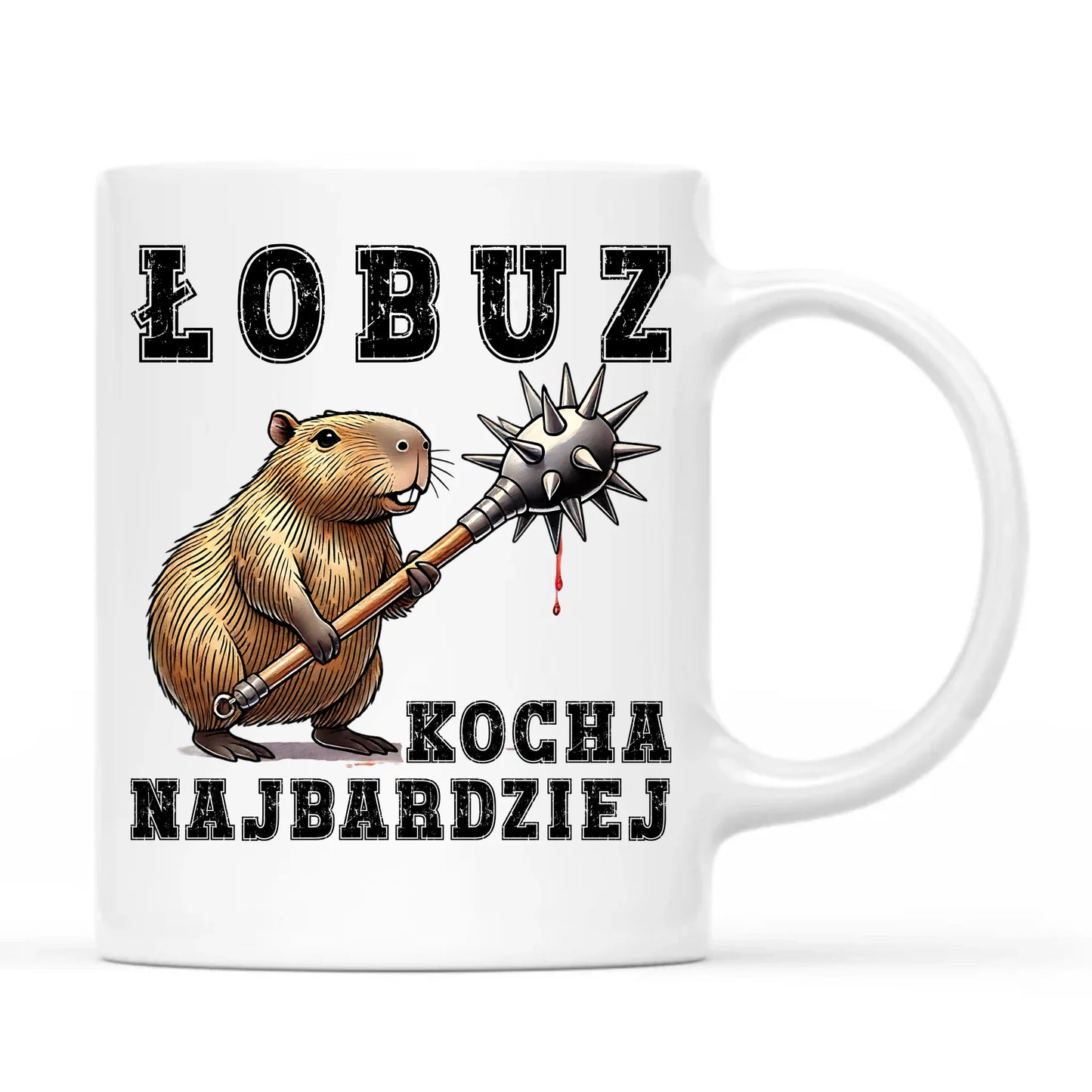 Kubek - prezent dla chłopaka - Łobuz kapibara z maczugą DCH17 - StoryCups.pl