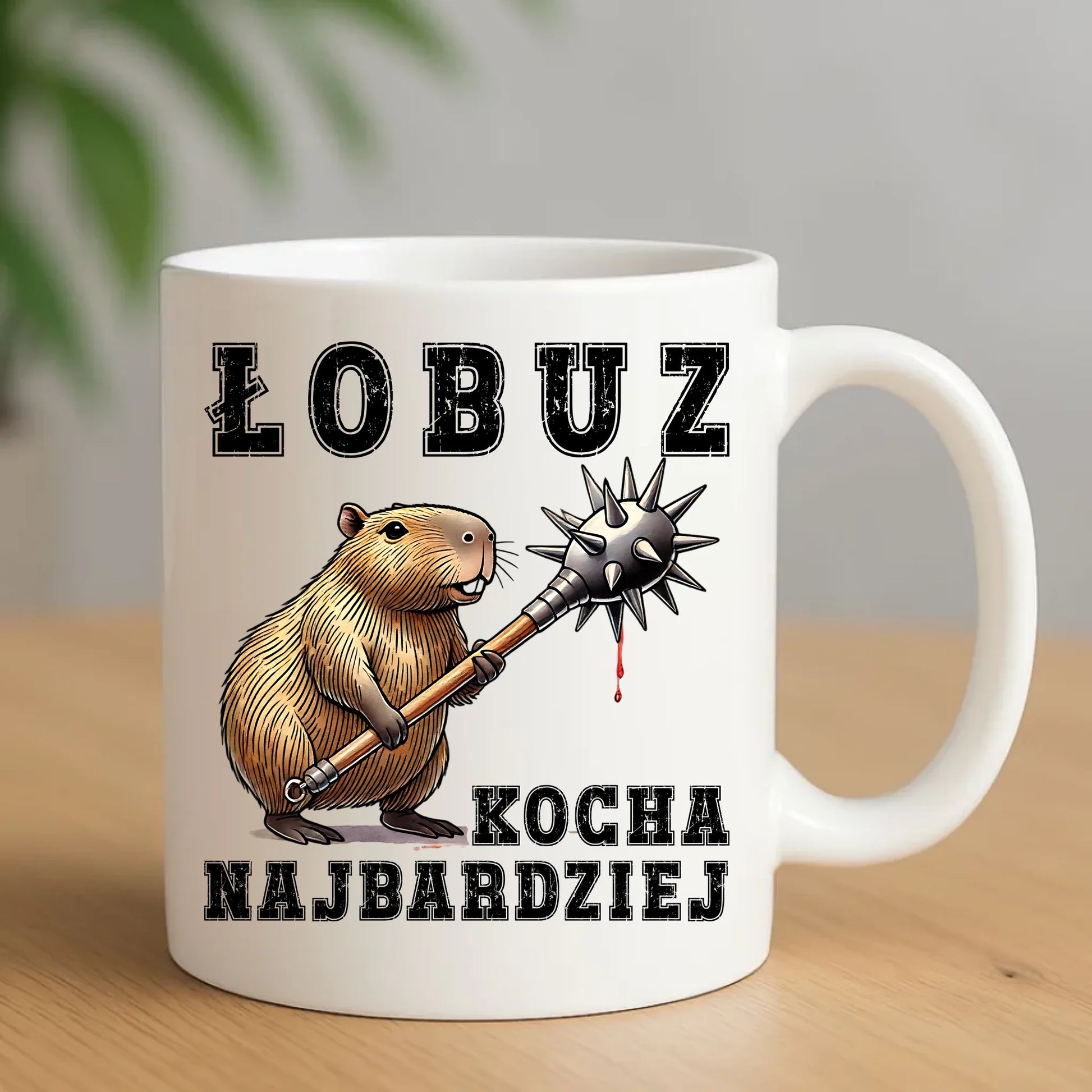 Kubek - prezent dla chłopaka - Łobuz kapibara z maczugą DCH17 - StoryCups.pl
