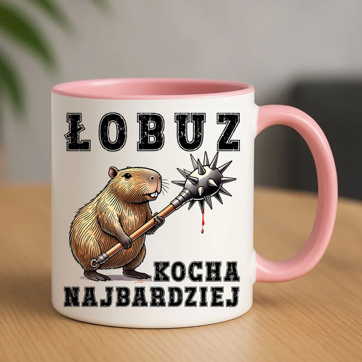 Kubek - prezent dla chłopaka - Łobuz kapibara z maczugą DCH17 - StoryCups.pl