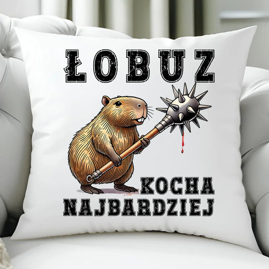 Poduszka - prezent dla chłopaka - Łobuz kapibara z maczugą DCH17 - StoryCups.pl