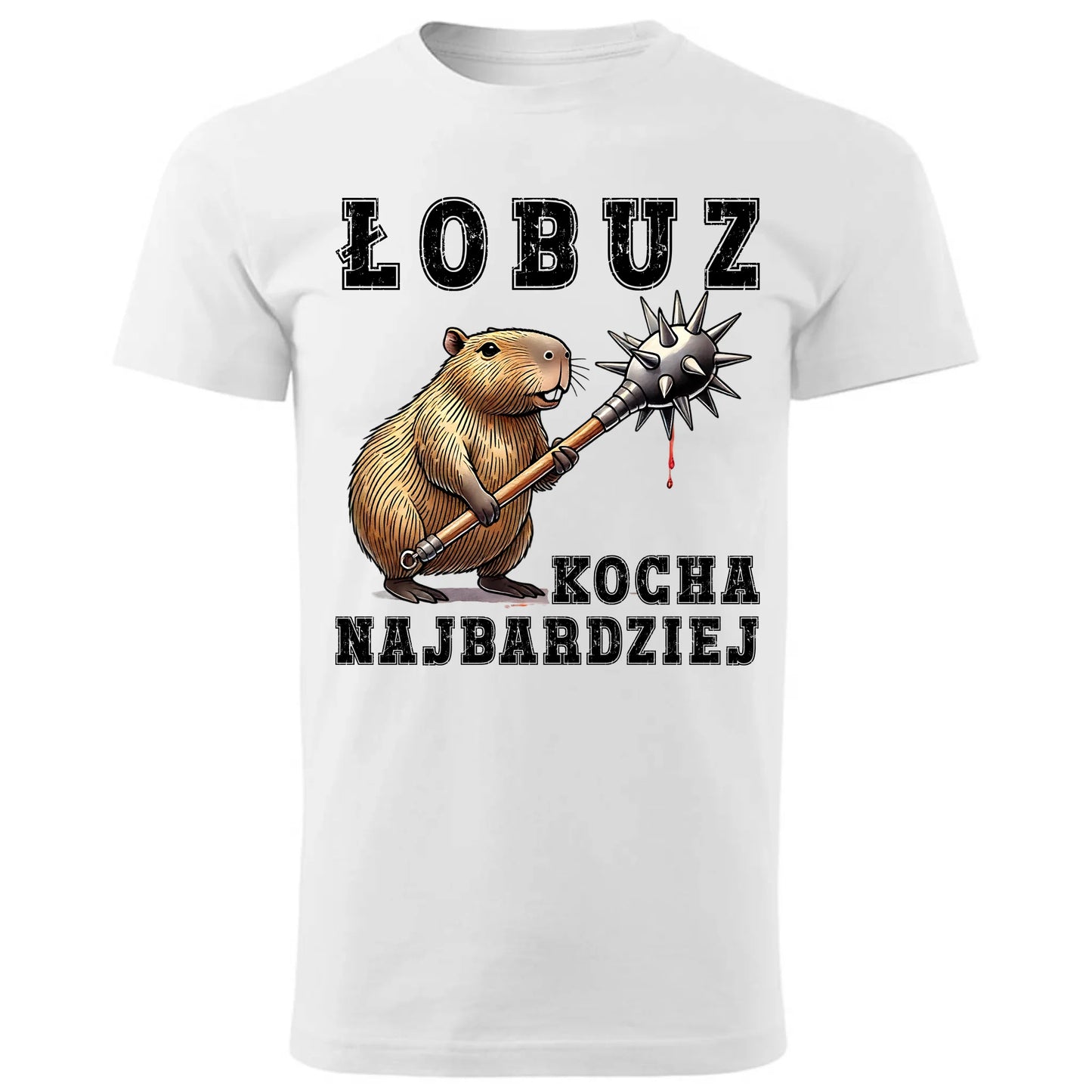 Koszulka męska - prezent dla chłopaka - Łobuz kapibara z maczugą DCH17 - StoryCups.pl