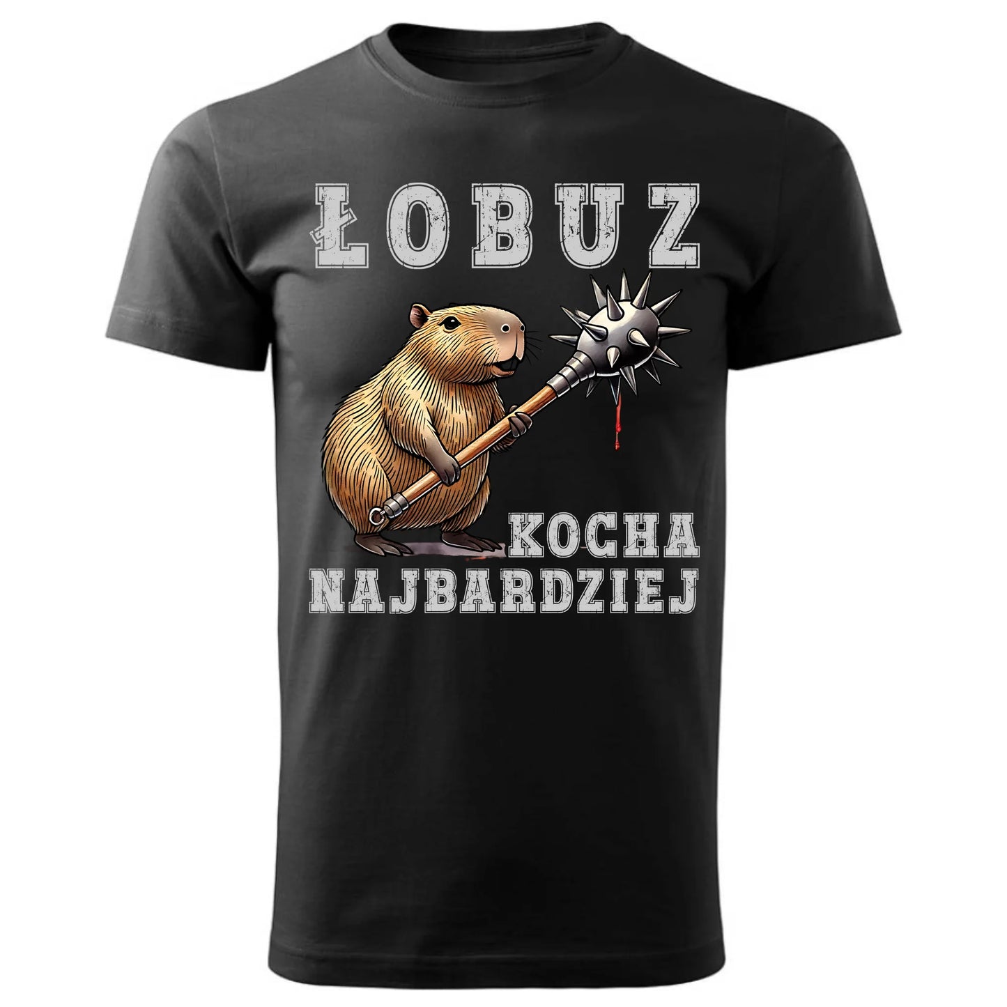 Koszulka męska - prezent dla chłopaka - Łobuz kapibara z maczugą DCH17 - StoryCups.pl