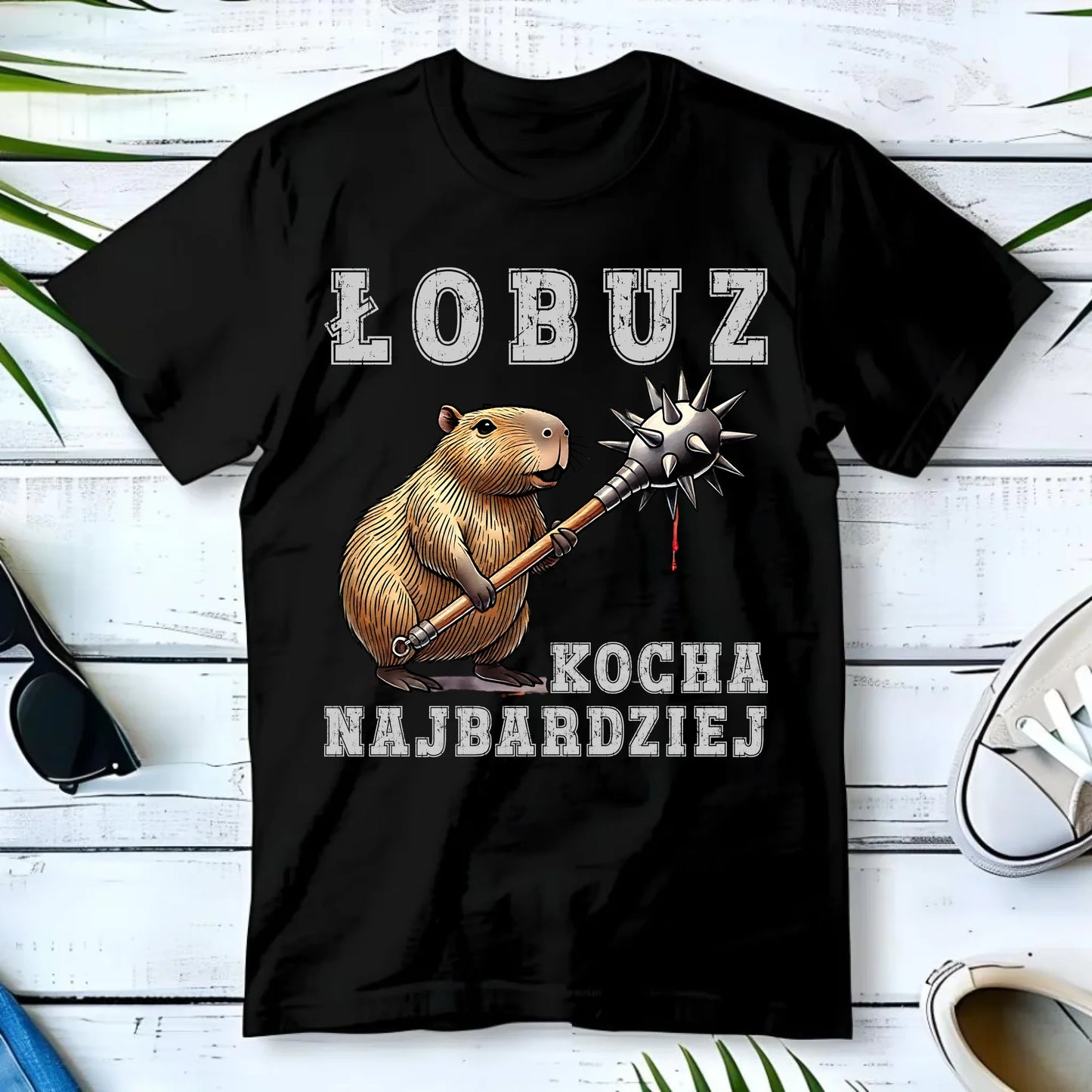 Koszulka męska - prezent dla chłopaka - Łobuz kapibara z maczugą DCH17 - StoryCups.pl