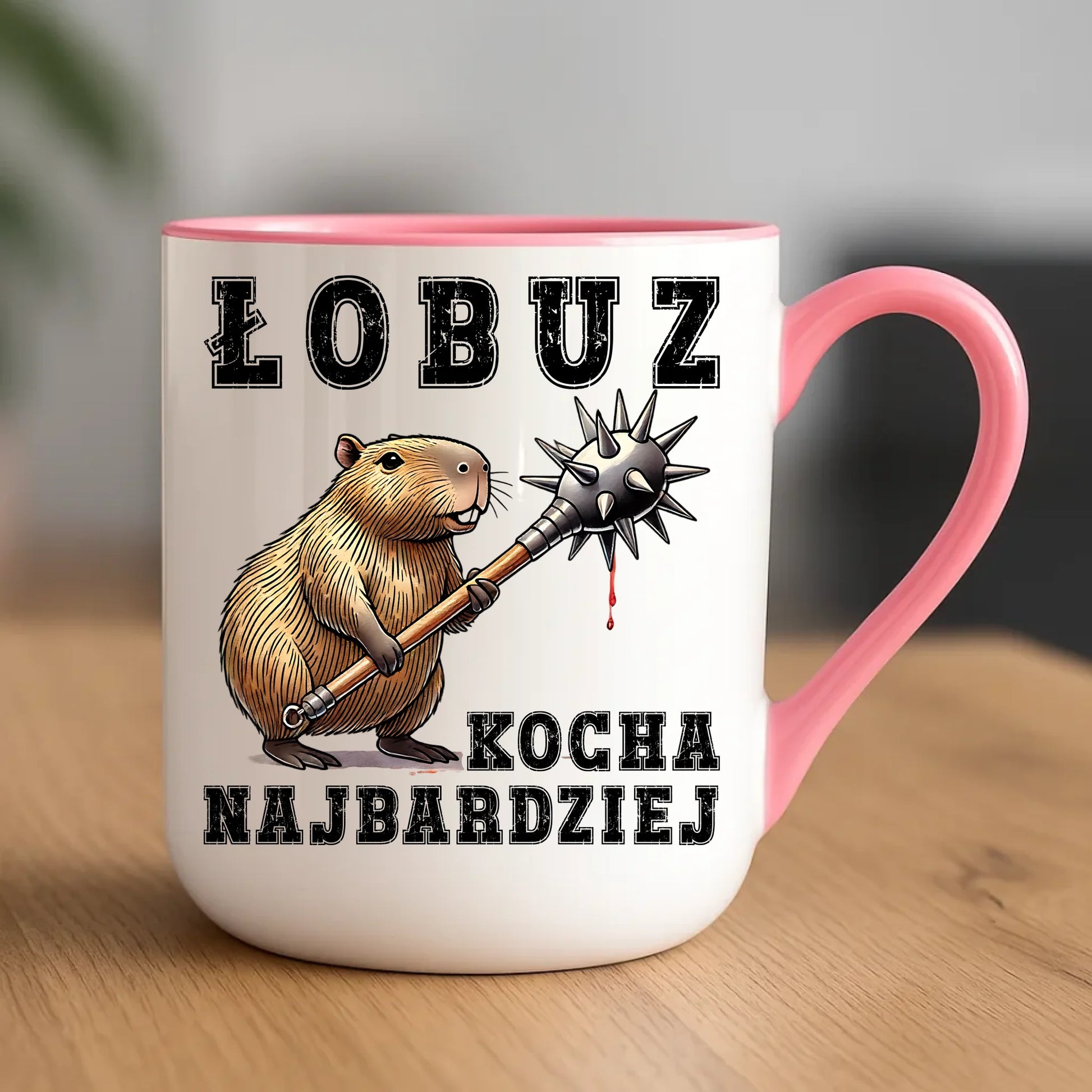 Kubek elegant - prezent dla chłopaka - Łobuz kapibara z maczugą DCH17 - StoryCups.pl
