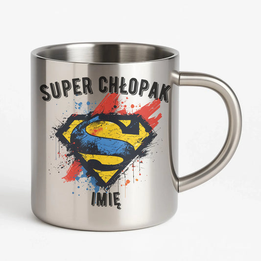 Kubek metalowy - prezent na Dzień Chłopaka - Super Chłopak - personalizowany DCH18 - StoryCups.pl