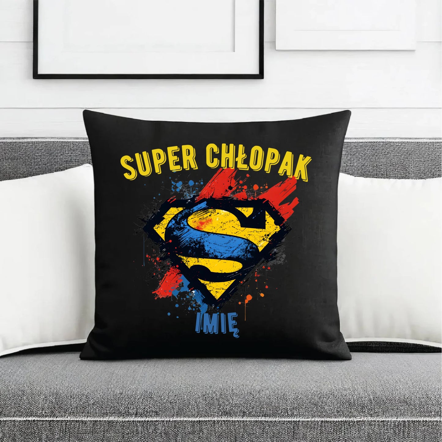 Poduszka dekoracyjna - prezent na Dzień Chłopaka - Super Chłopak - personalizowana DCH18 - StoryCups.pl