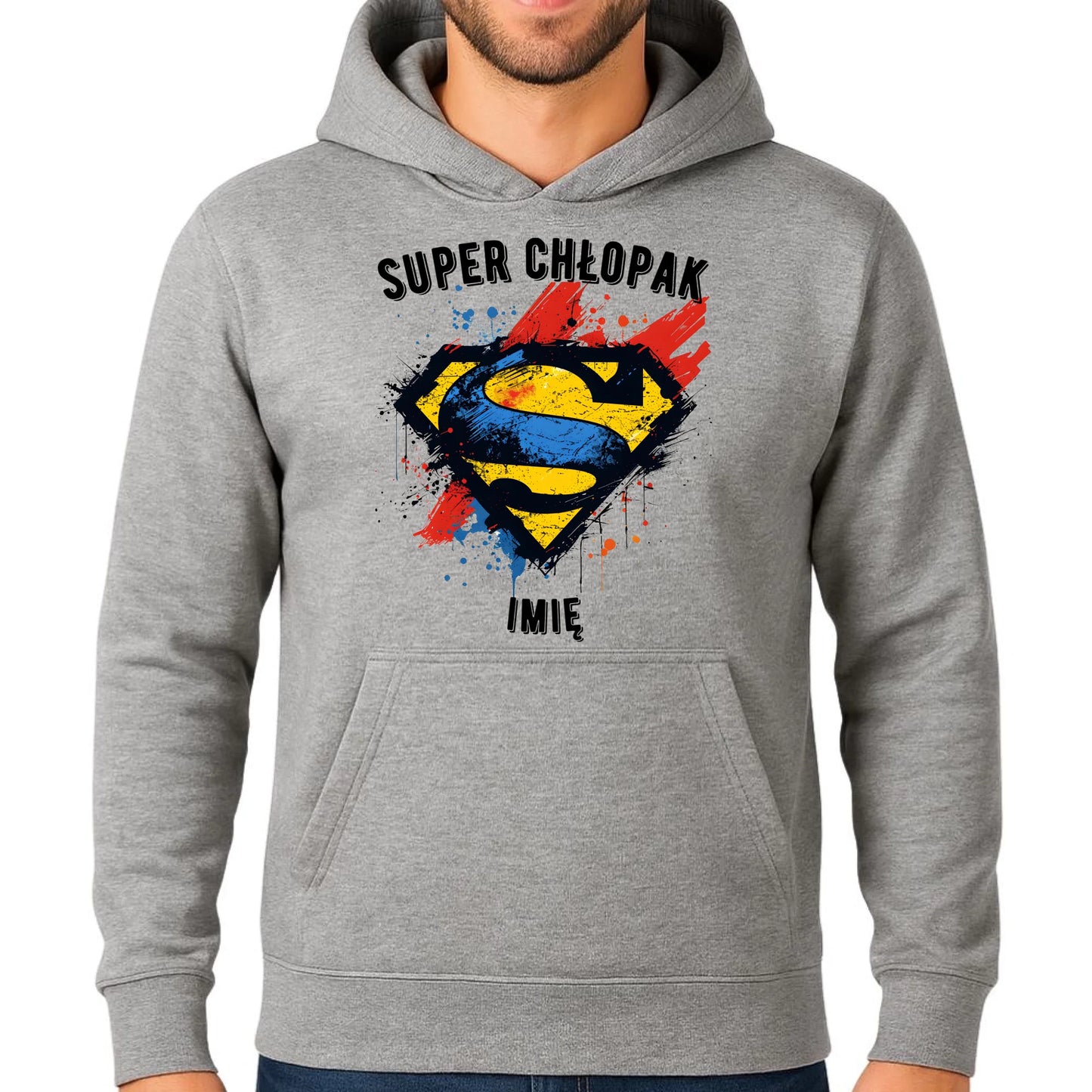 Bluza męska z kapturem - prezent na Dzień Chłopaka - Super Chłopak - personalizowana DCH18 - StoryCups.pl