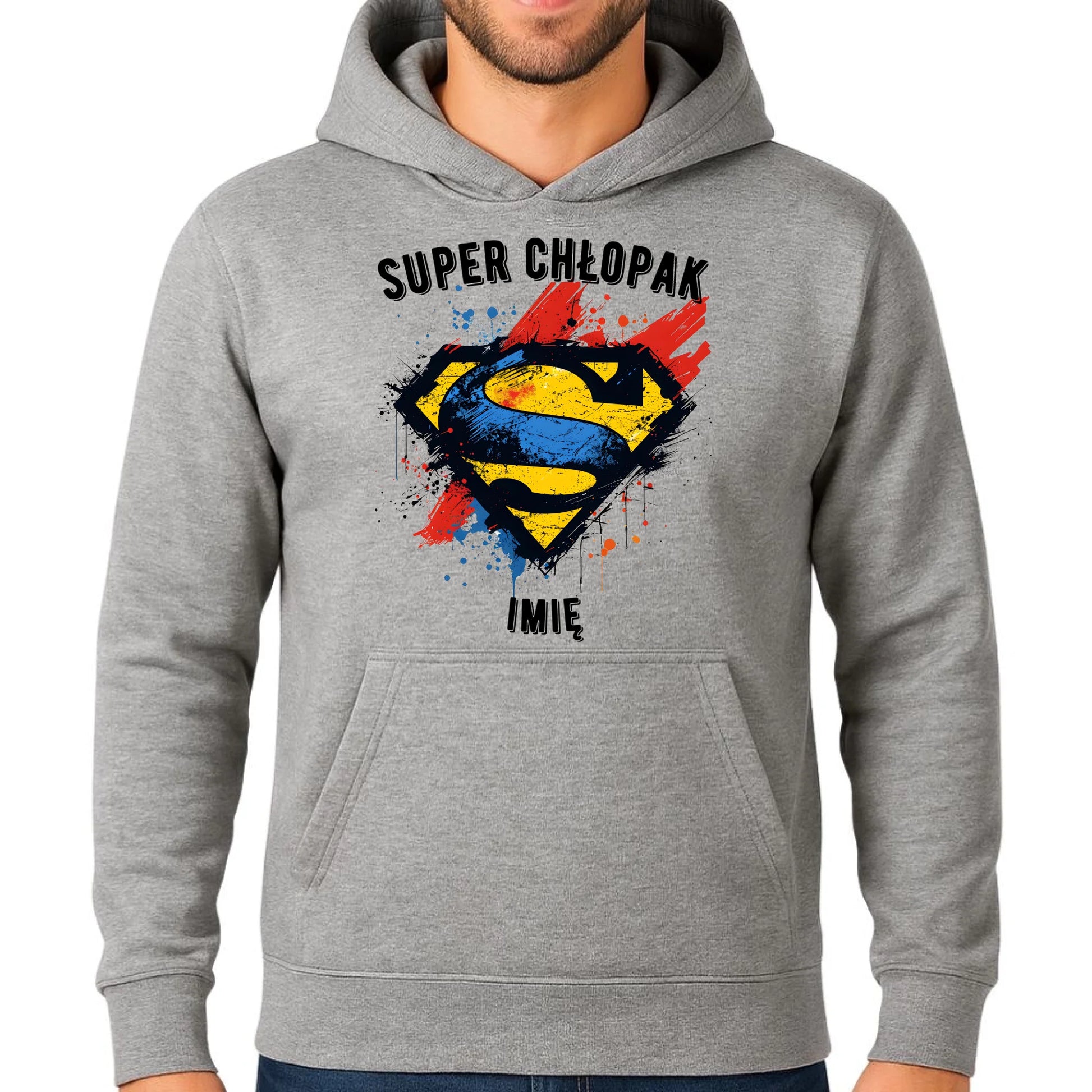 Bluza męska z kapturem - prezent na Dzień Chłopaka - Super Chłopak - personalizowana DCH18 - StoryCups.pl