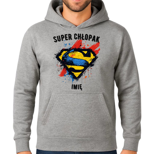 Bluza męska z kapturem - prezent na Dzień Chłopaka - Super Chłopak - personalizowana DCH18 - StoryCups.pl