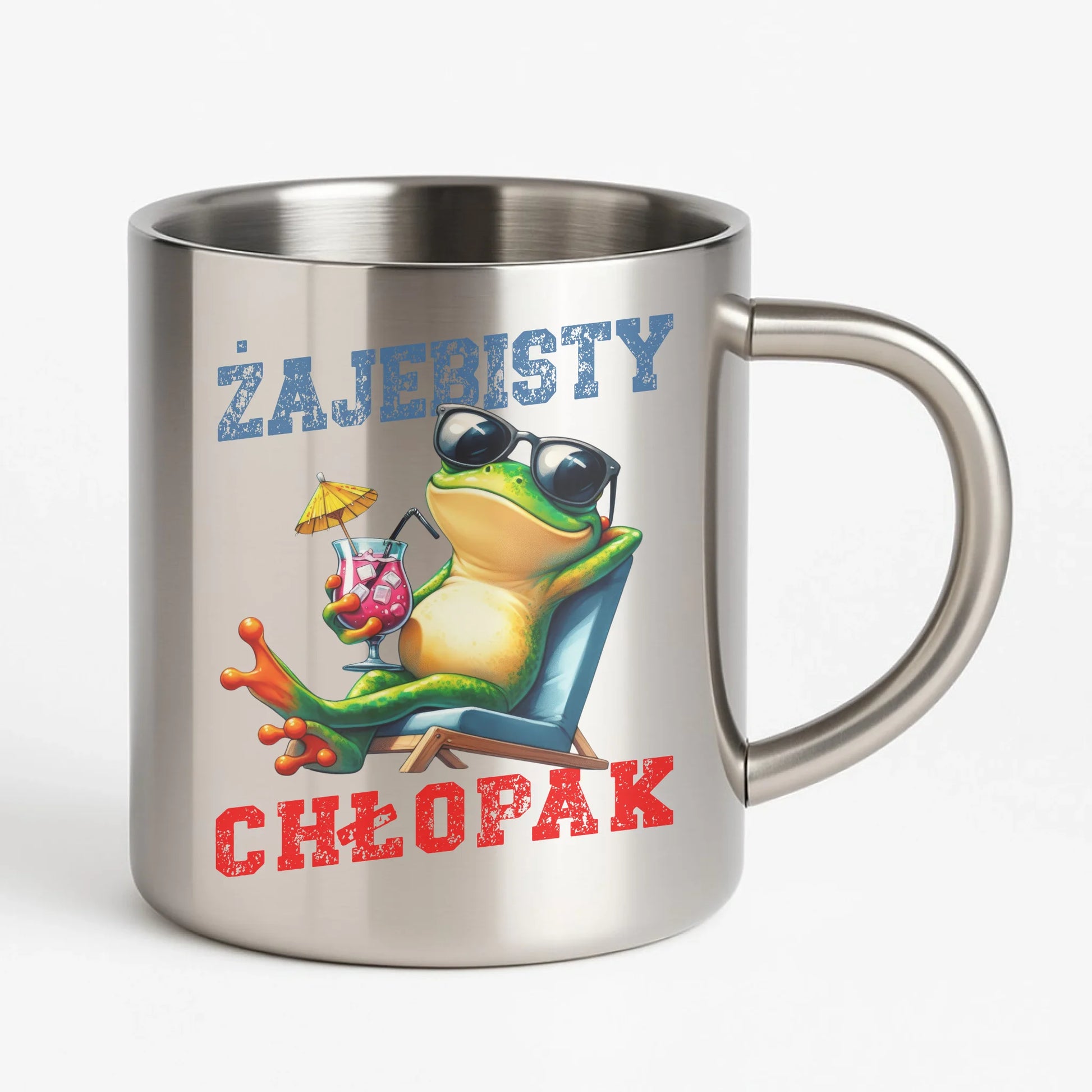 Kubek metalowy z żabą - prezent dla chłopaka - Żajebisty chłopak DCH19 - StoryCups.pl