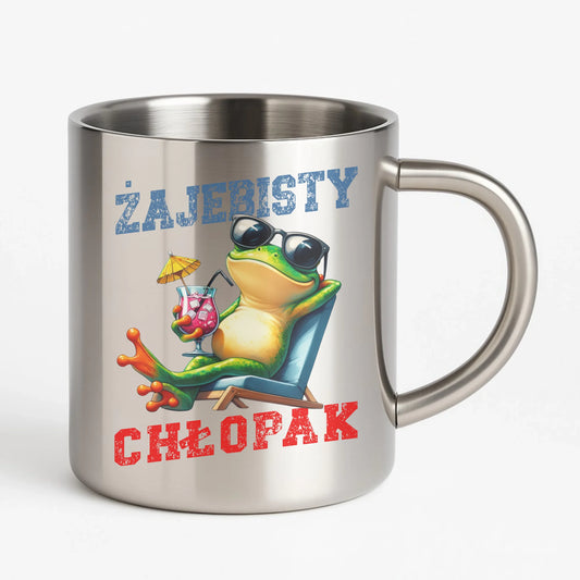 Kubek metalowy z żabą - prezent dla chłopaka - Żajebisty chłopak DCH19 - StoryCups.pl
