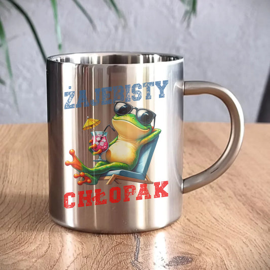 Kubek metalowy z żabą - prezent dla chłopaka - Żajebisty chłopak DCH19 - StoryCups.pl