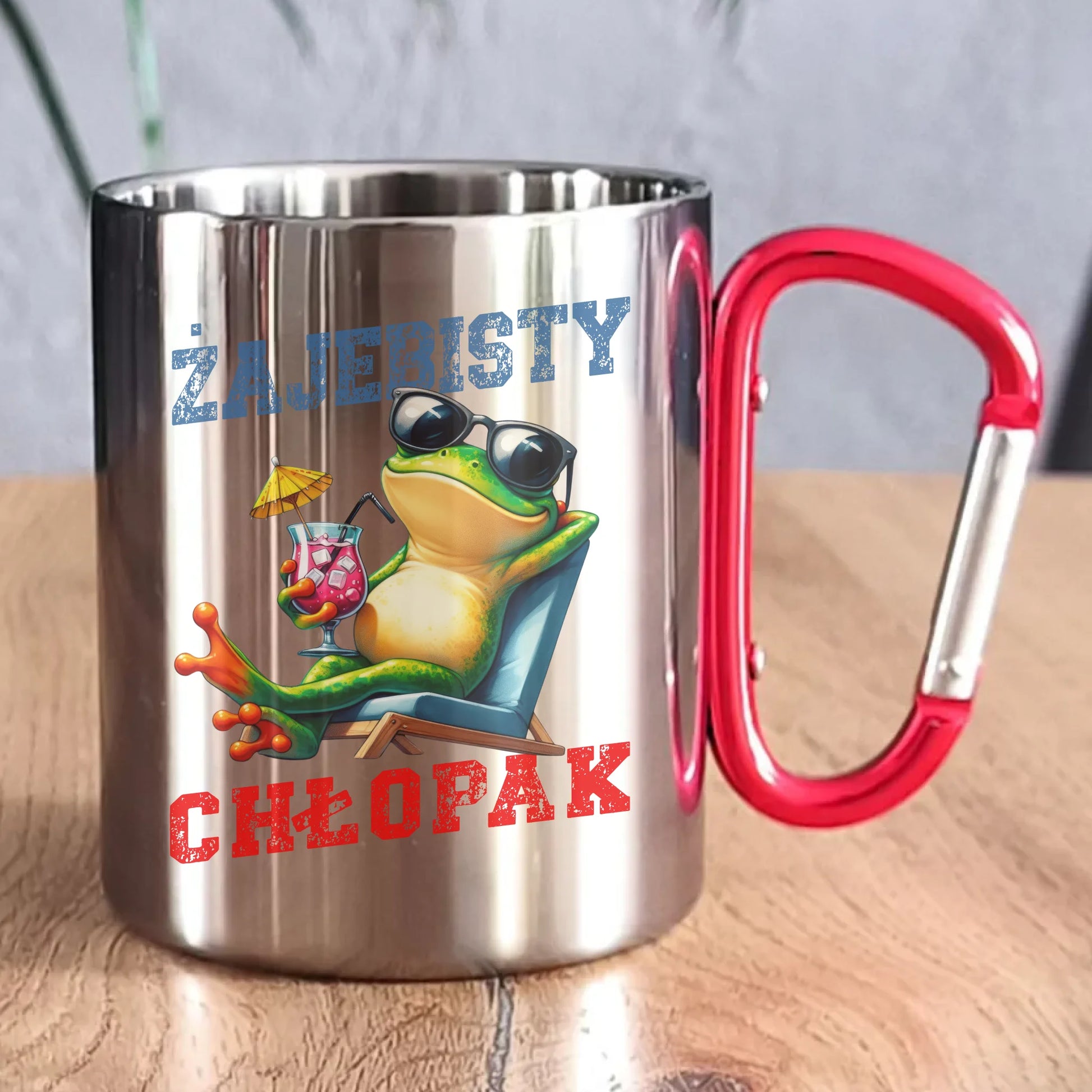 Kubek metalowy z żabą - prezent dla chłopaka - Żajebisty chłopak DCH19 - StoryCups.pl