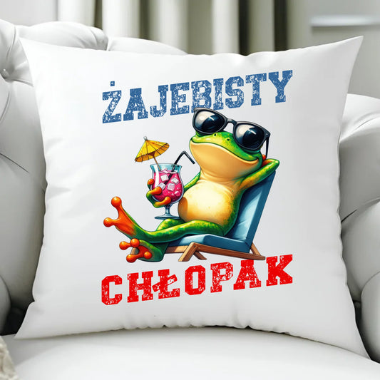 Poduszka z żabą - prezent dla chłopaka - Żajebisty chłopak DCH19 - StoryCups.pl