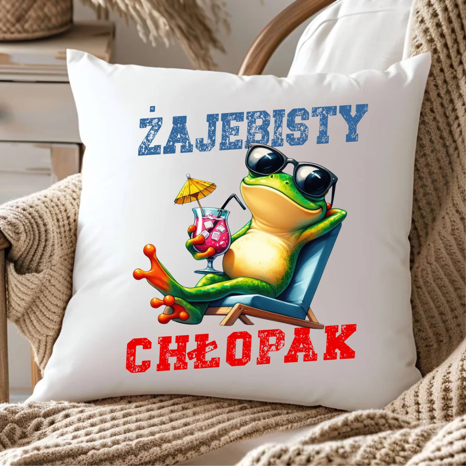 Poduszka z żabą - prezent dla chłopaka - Żajebisty chłopak DCH19 - StoryCups.pl