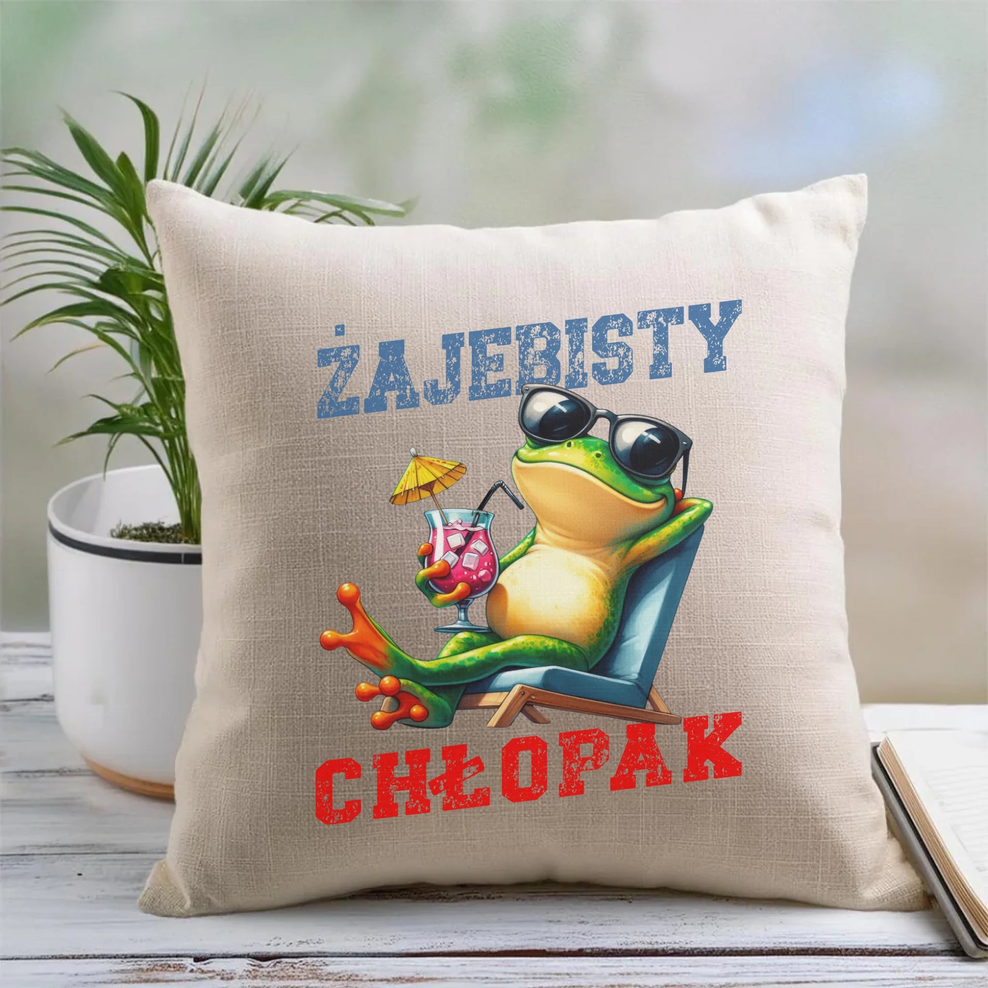 Poduszka z żabą - prezent dla chłopaka - Żajebisty chłopak DCH19 - StoryCups.pl