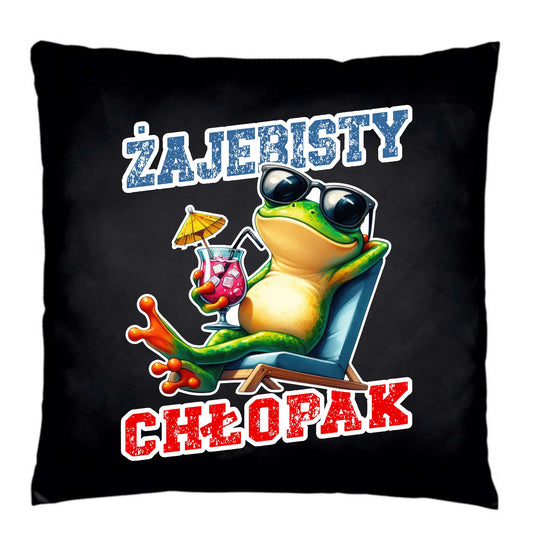 Poduszka dekoracyjna z żabą - prezent dla chłopaka - Żajebisty chłopak DCH19 - StoryCups.pl