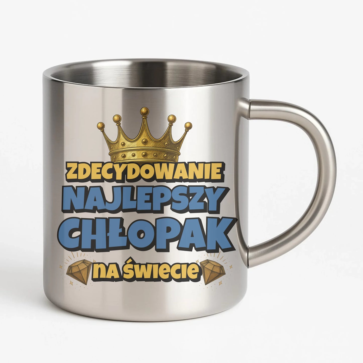 Kubek metalowy - Prezent na Dzień Chłopaka - Najlepszy chłopak DCH21 - StoryCups.pl