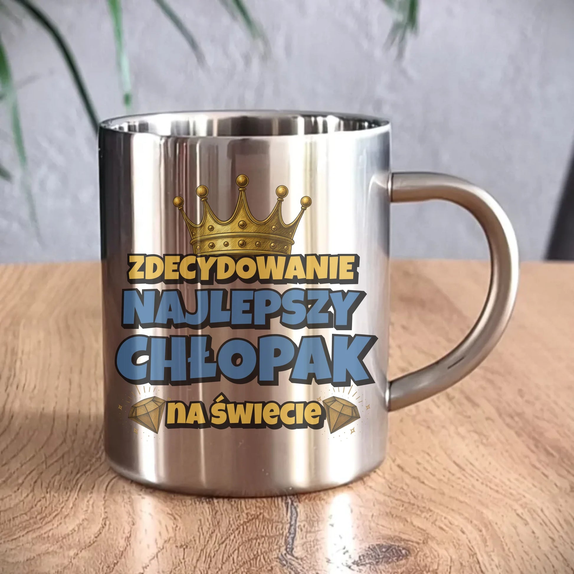 Kubek metalowy - Prezent na Dzień Chłopaka - Najlepszy chłopak DCH21 - StoryCups.pl