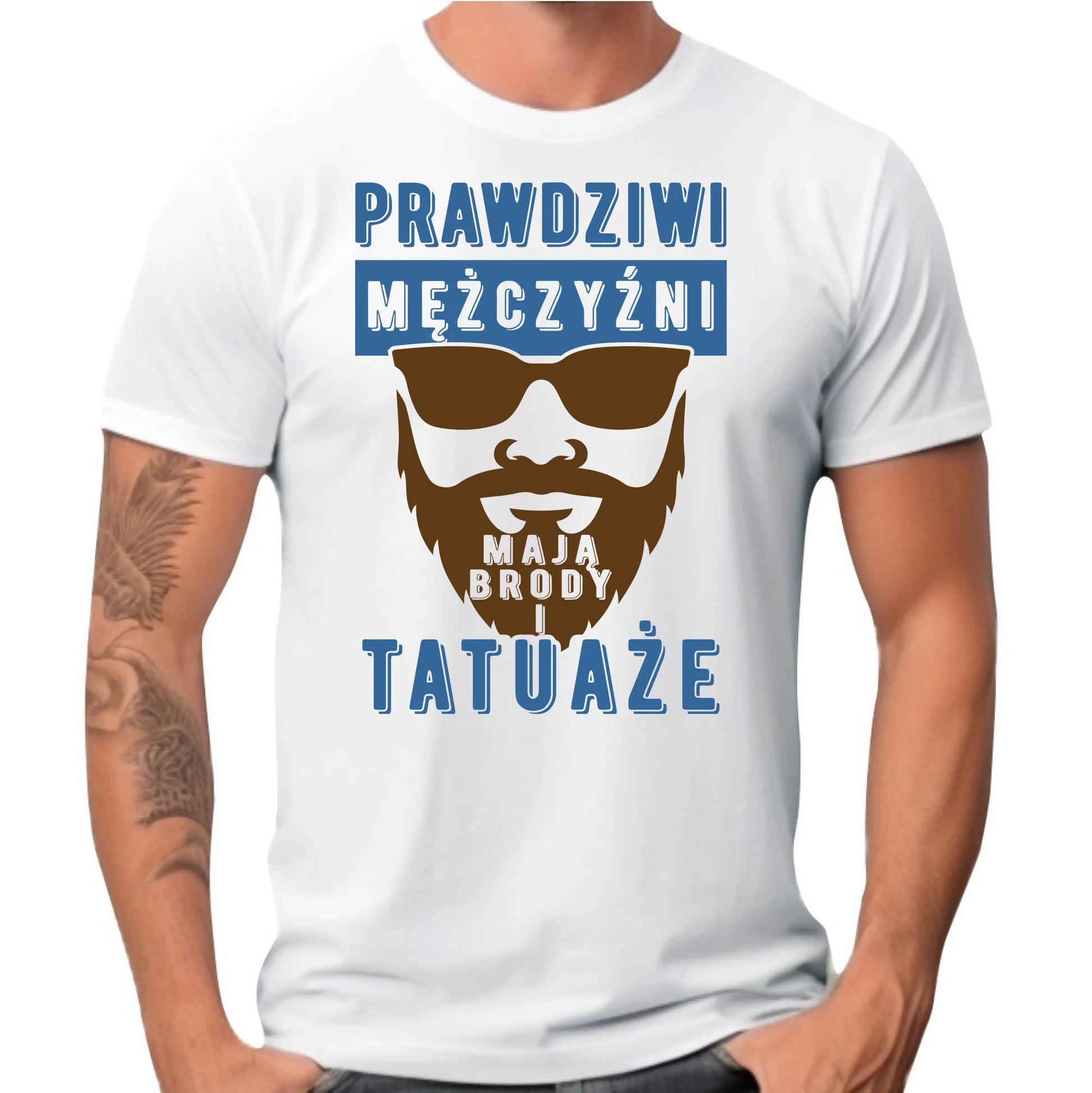 Koszulka męska - Prezent dla faceta - Prawdziwi mężczyźni mają brody i tatuaże DCH22 - StoryCups.pl