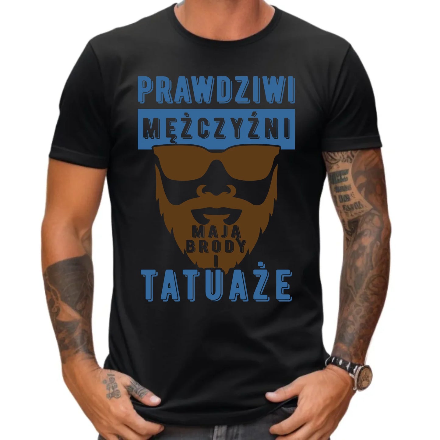 Koszulka męska - Prezent dla faceta - Prawdziwi mężczyźni mają brody i tatuaże DCH22 - StoryCups.pl
