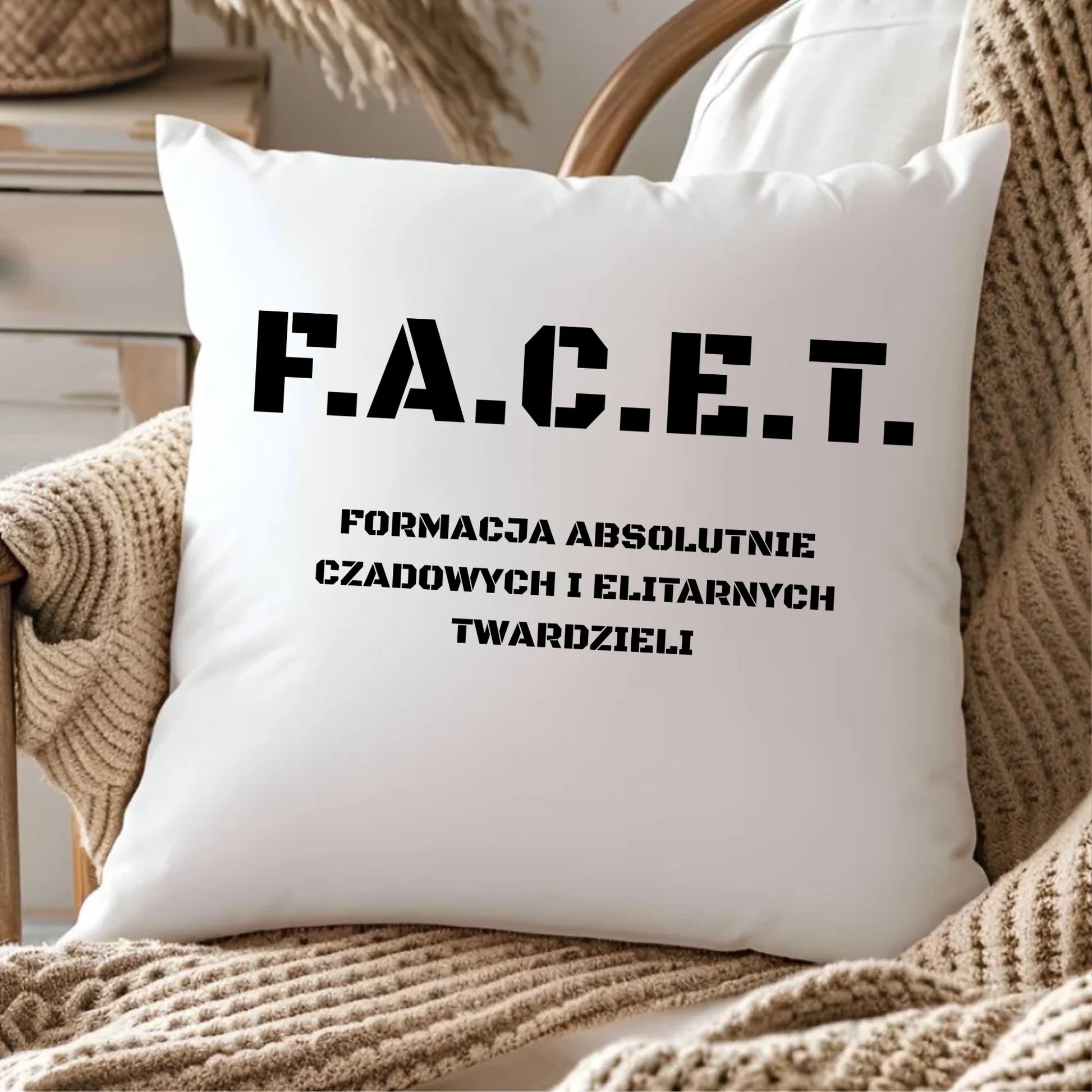 Poduszka - Prezent dla chłopaka kolegi - F.A.C.E.T. Formacja Absolutnie Czadowych i Elitarnych Twardzieli DCH23 - StoryCups.pl