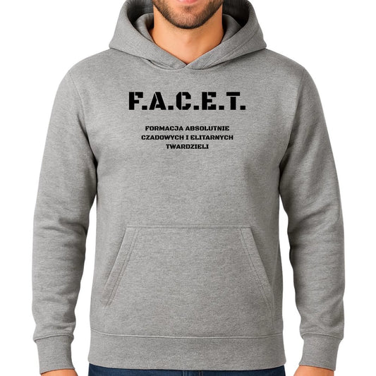 Bluza męska z kapturem - Prezent dla chłopaka kolegi - F.A.C.E.T. Formacja Absolutnie Czadowych i Elitarnych Twardzieli DCH23 - StoryCups.pl