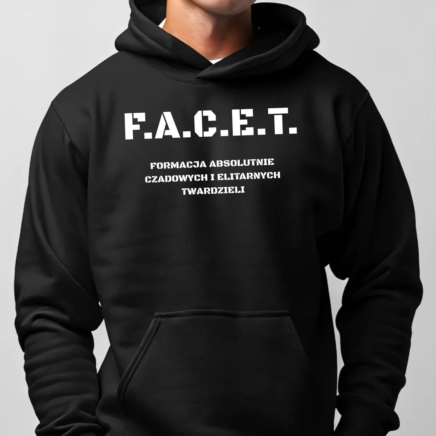 Bluza męska z kapturem - Prezent dla chłopaka kolegi - F.A.C.E.T. Formacja Absolutnie Czadowych i Elitarnych Twardzieli DCH23 - StoryCups.pl