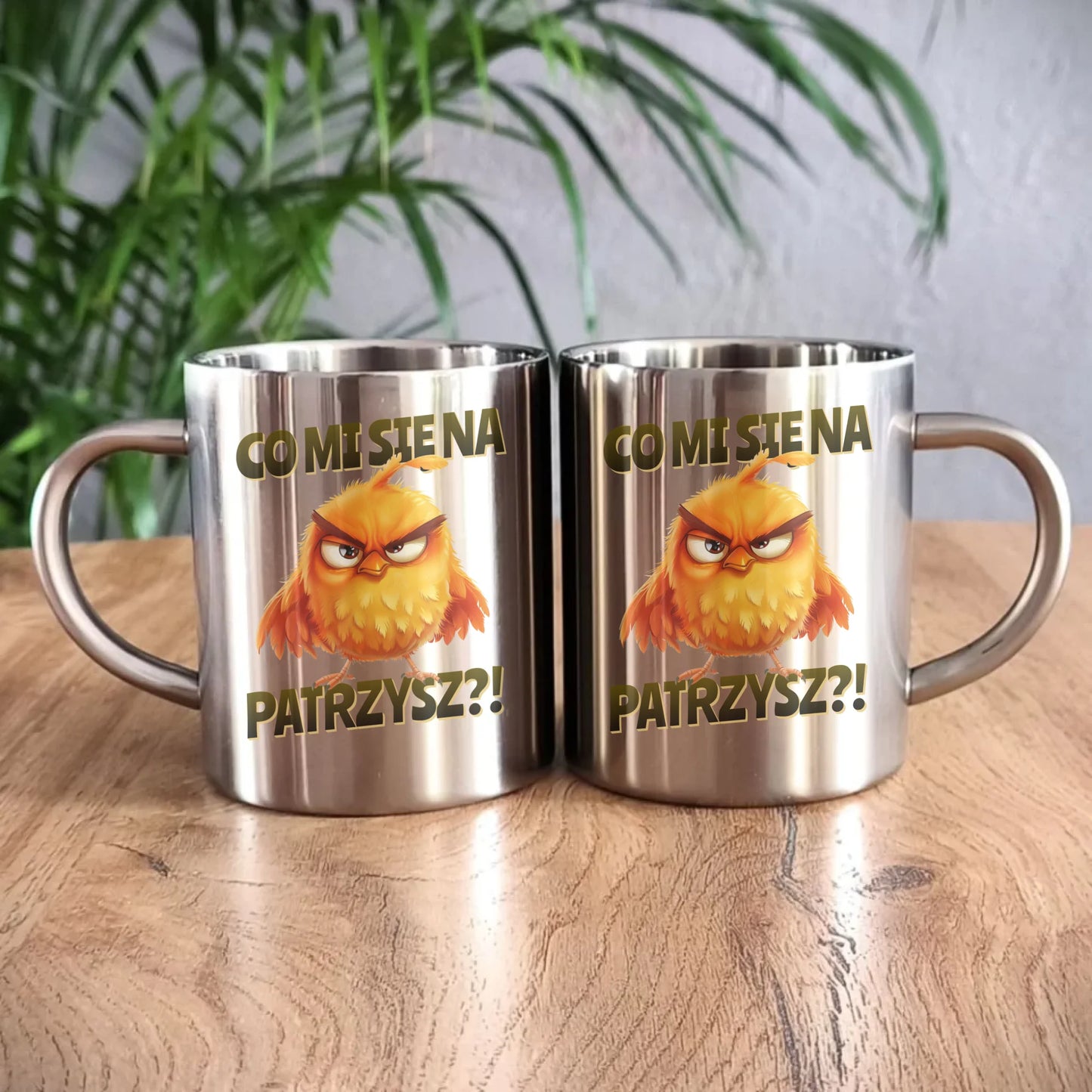 Kubek metalowy - Prezent dla chłopaka kolegi - Co mi się na ptaka patrzysz DCH24 - StoryCups.pl