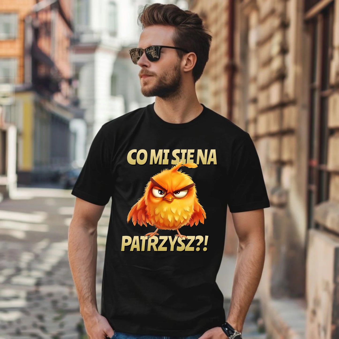 Śmieszna koszulka męska - Prezent dla chłopaka kolegi - Co mi się na ptaka patrzysz DCH24 - StoryCups.pl