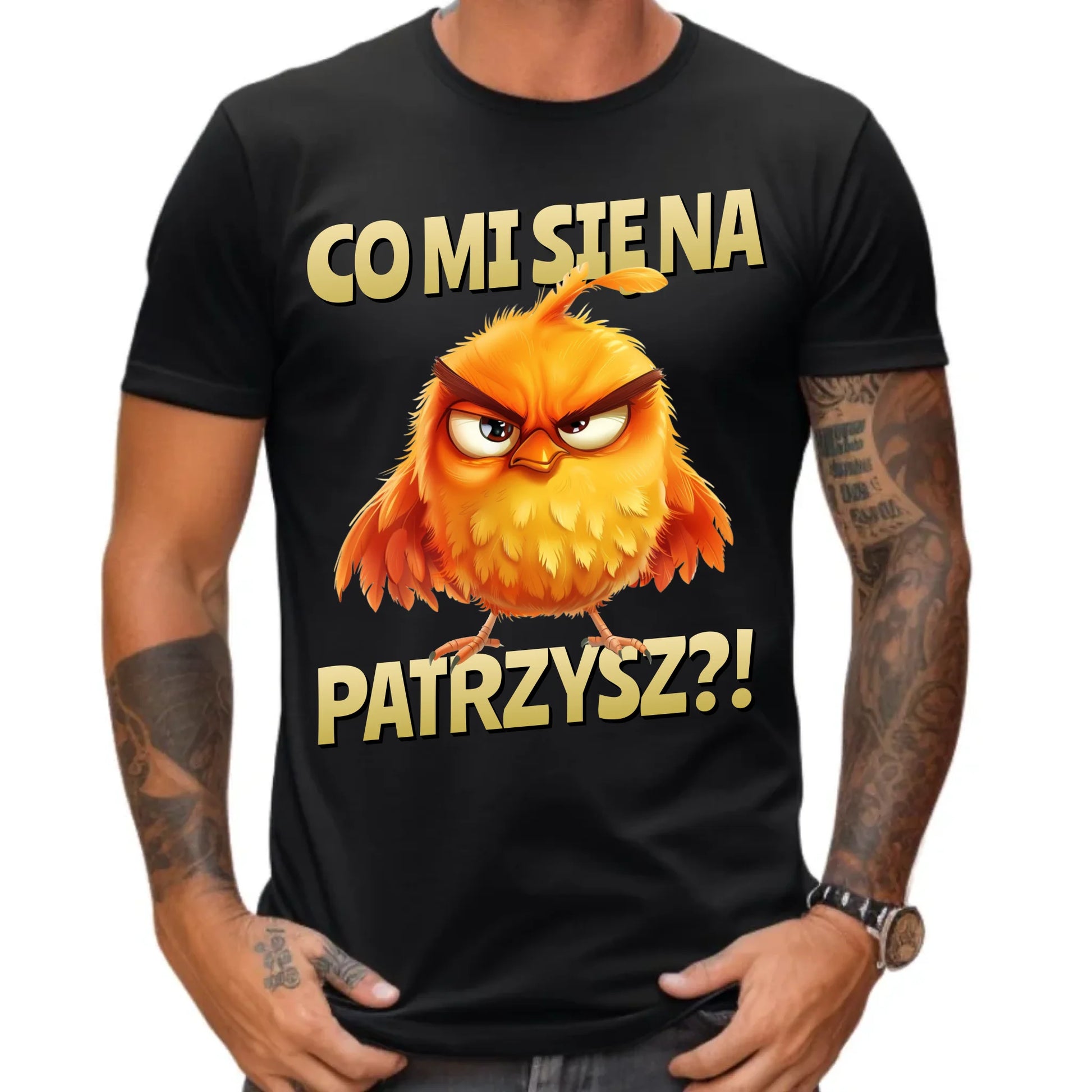 Śmieszna koszulka męska - Prezent dla chłopaka kolegi - Co mi się na ptaka patrzysz DCH24 - StoryCups.pl