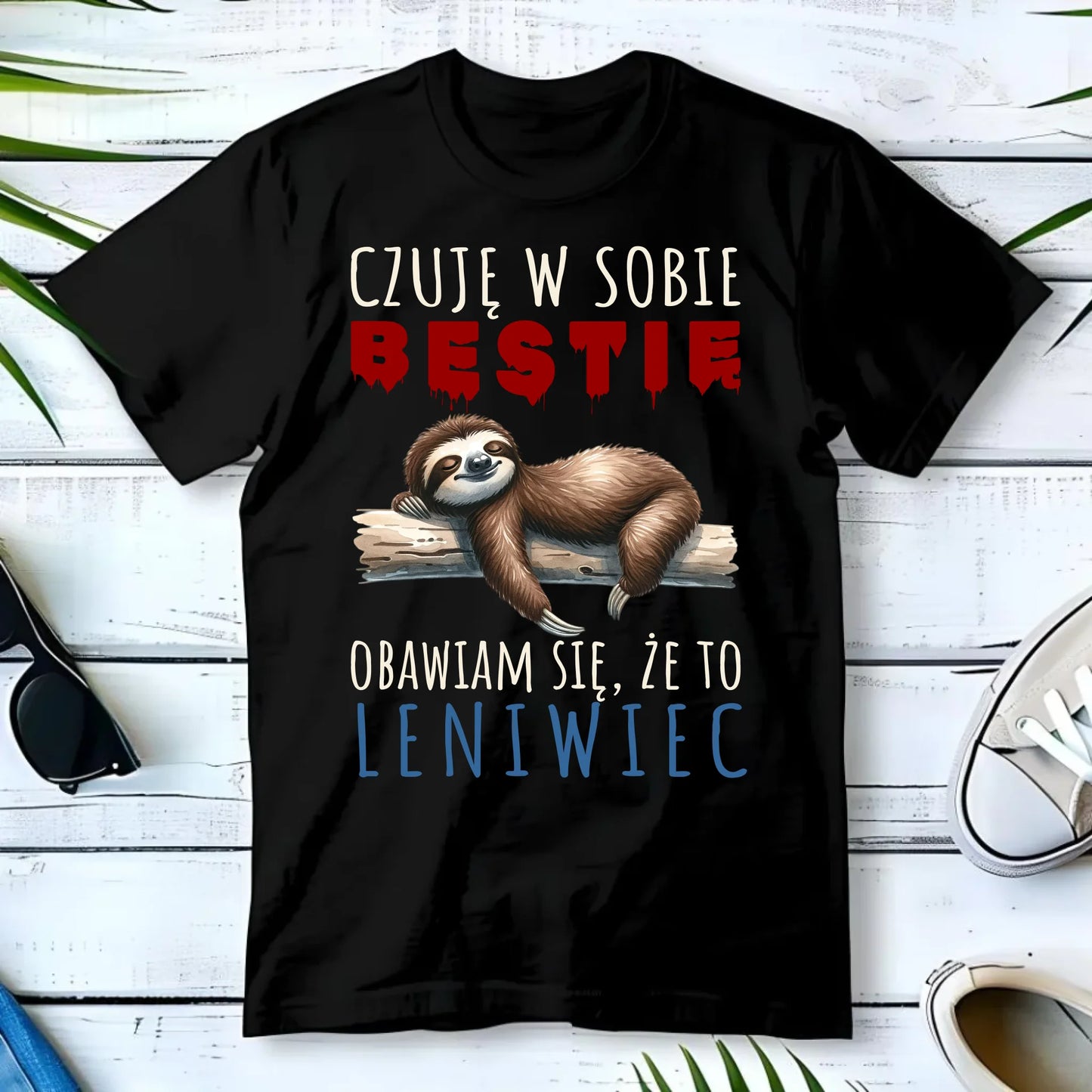 Koszulka męska – Czuję w sobie bestię, obawiam się że to leniwiec – śmieszny prezent DCH26 - StoryCups.pl