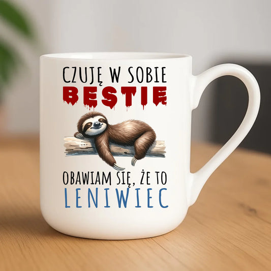 Kubek elegant – Czuję w sobie bestię, obawiam się że to leniwiec – prezent DCH26 - StoryCups.pl