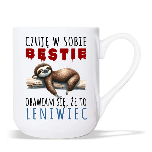 Kubek elegant – Czuję w sobie bestię, obawiam się że to leniwiec – prezent DCH26 - StoryCups.pl