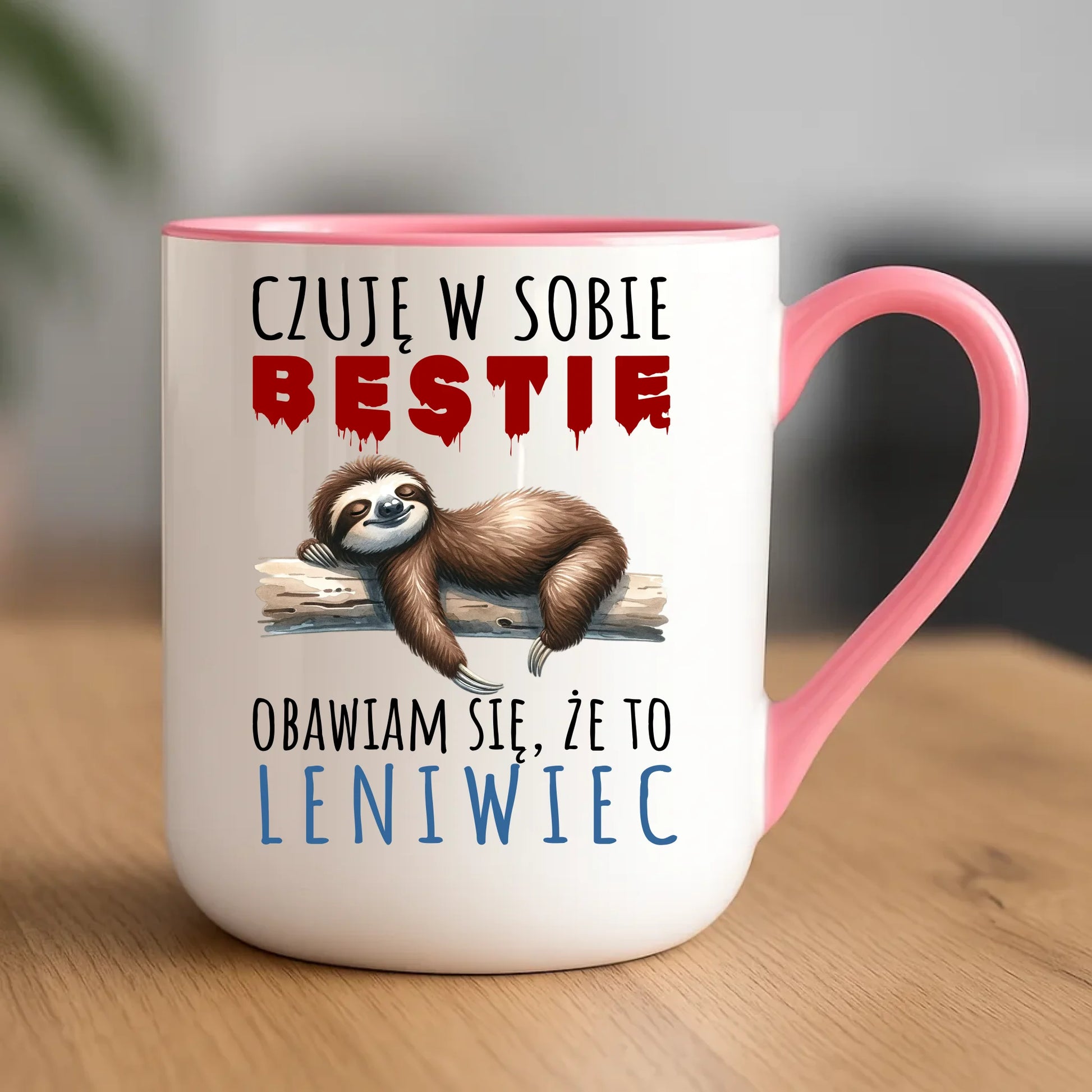 Kubek elegant – Czuję w sobie bestię, obawiam się że to leniwiec – prezent DCH26 - StoryCups.pl