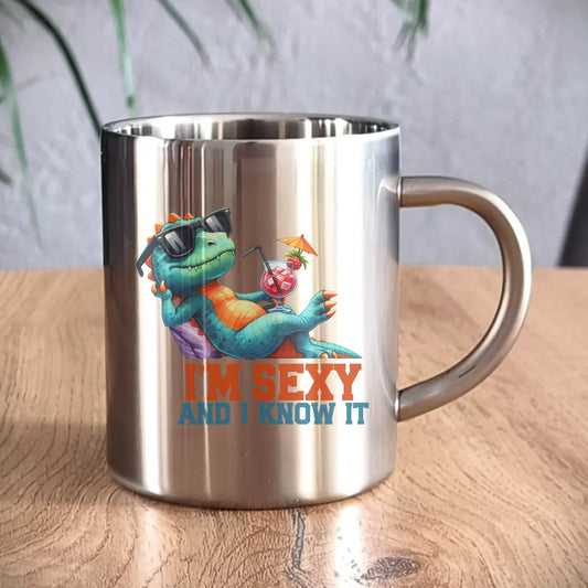 Kubek metalowy - prezent dla chłopaka - I'm sexy - śmieszny nadruk DCH28 - StoryCups.pl