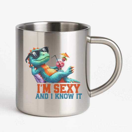 Kubek metalowy - prezent dla chłopaka - I'm sexy - śmieszny nadruk DCH28 - StoryCups.pl